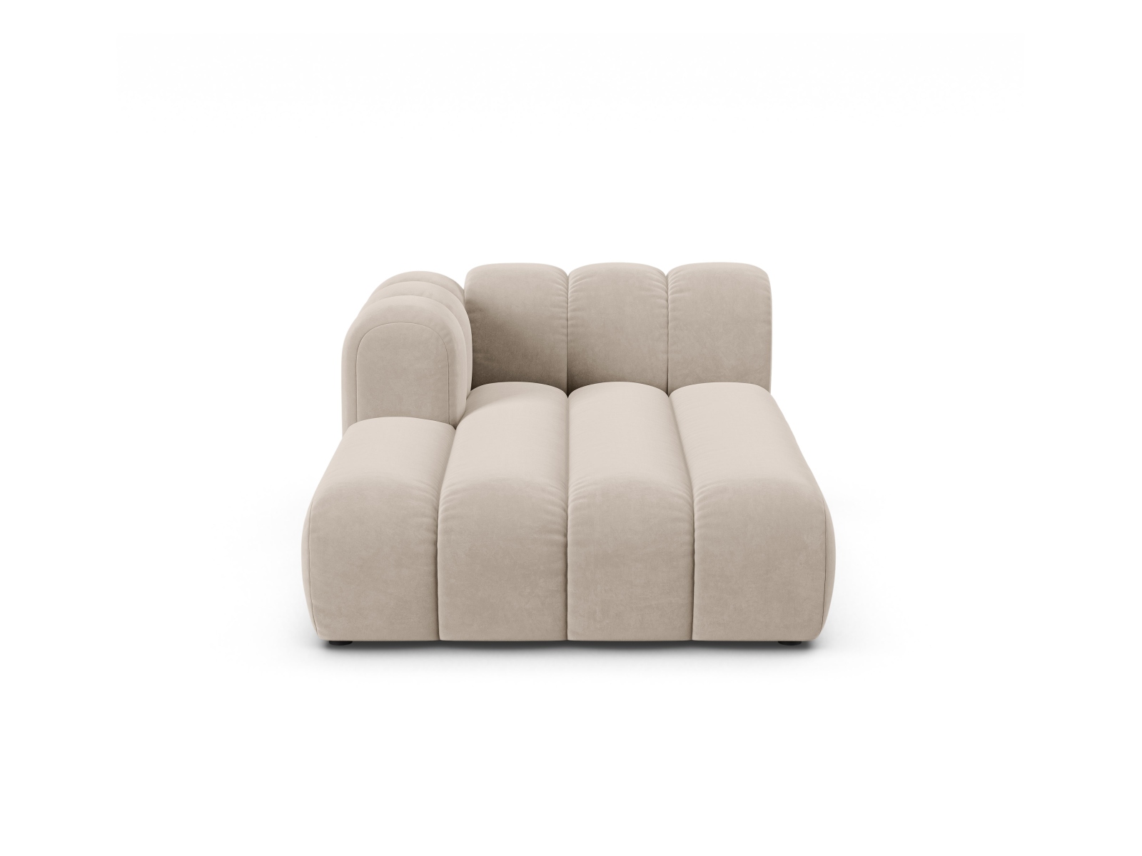 Velvet Chaise Longue Left, "Lupine", 2 Seats, 117x177x70