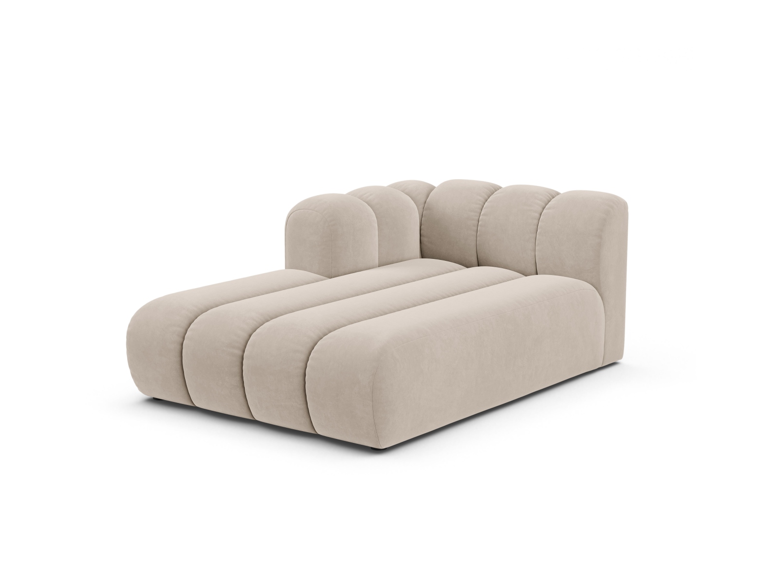 Velvet Chaise Longue Left, "Lupine", 2 Seats, 117x177x70