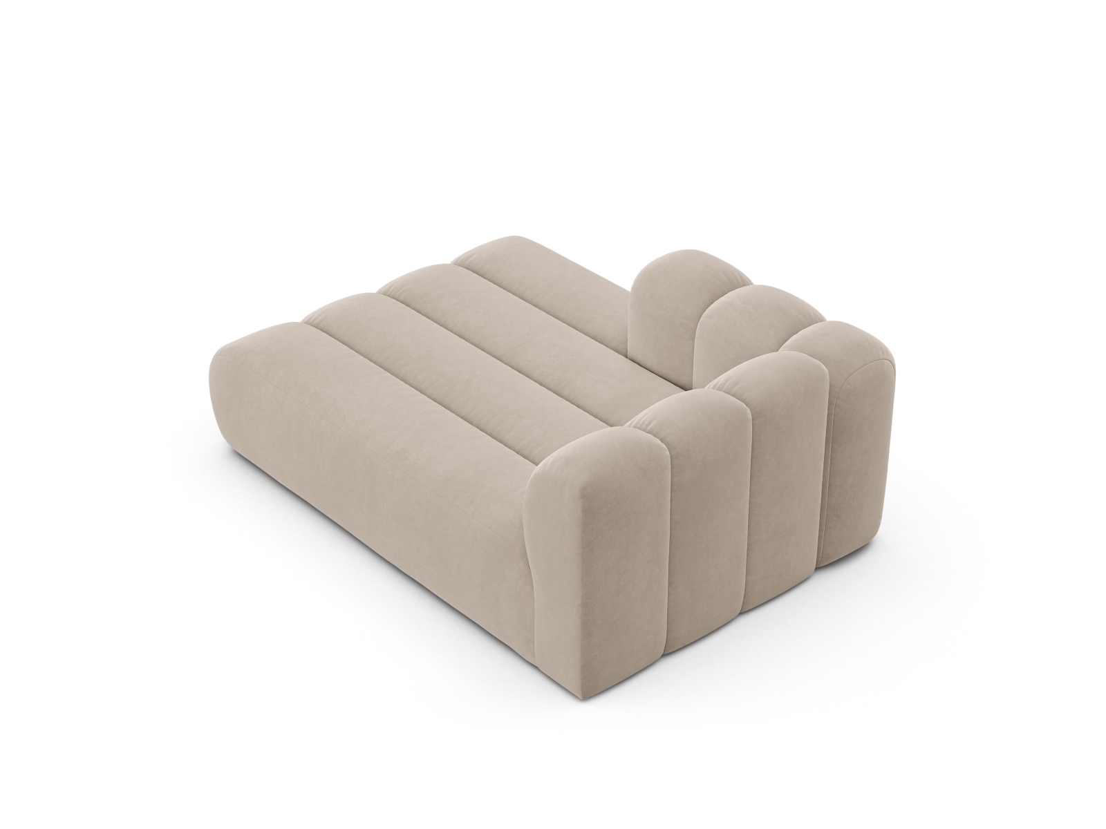 Velvet Chaise Longue Left, "Lupine", 2 Seats, 117x177x70
