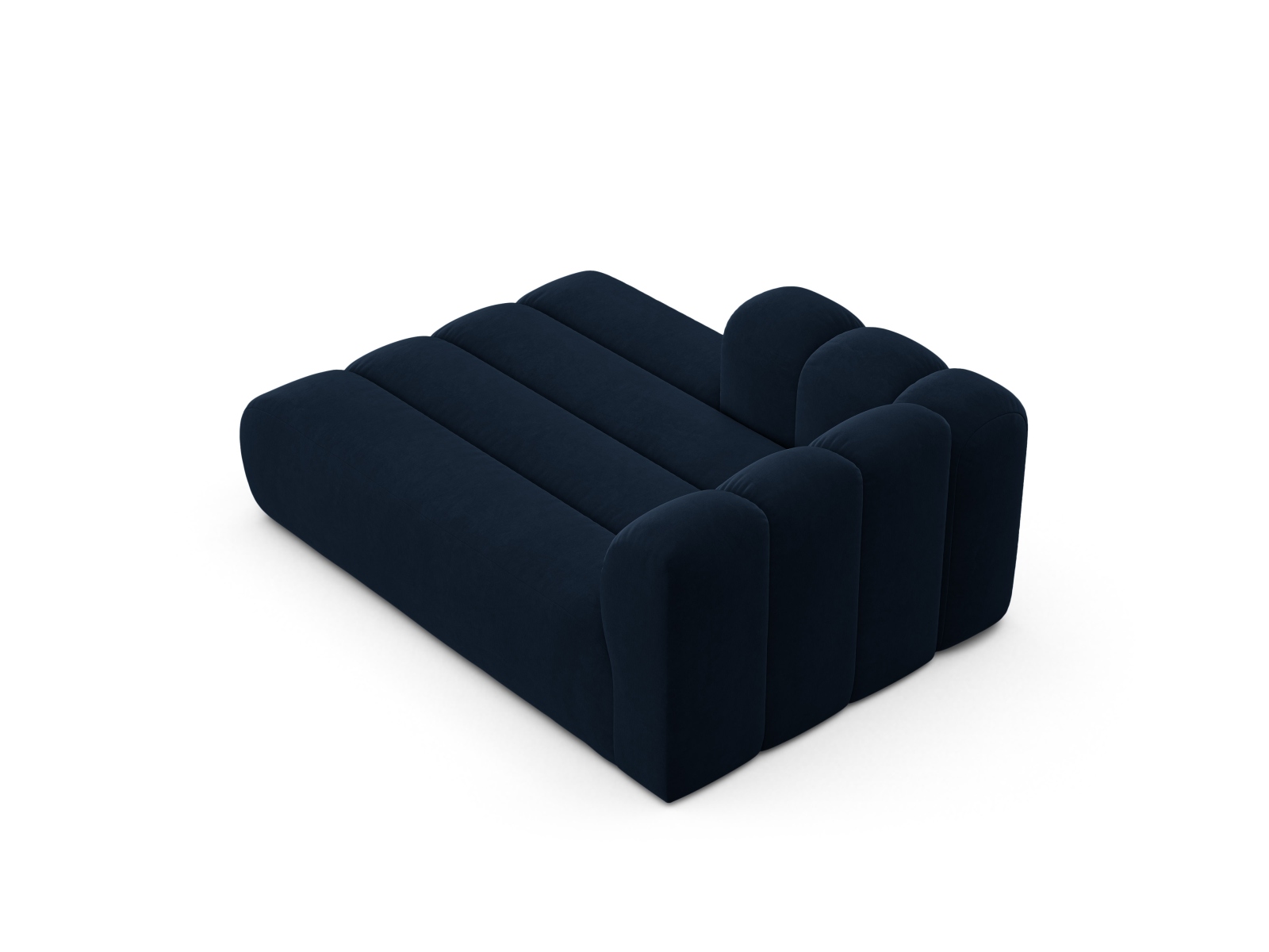 Velvet Chaise Longue Left, "Lupine", 2 Seats, 117x177x70