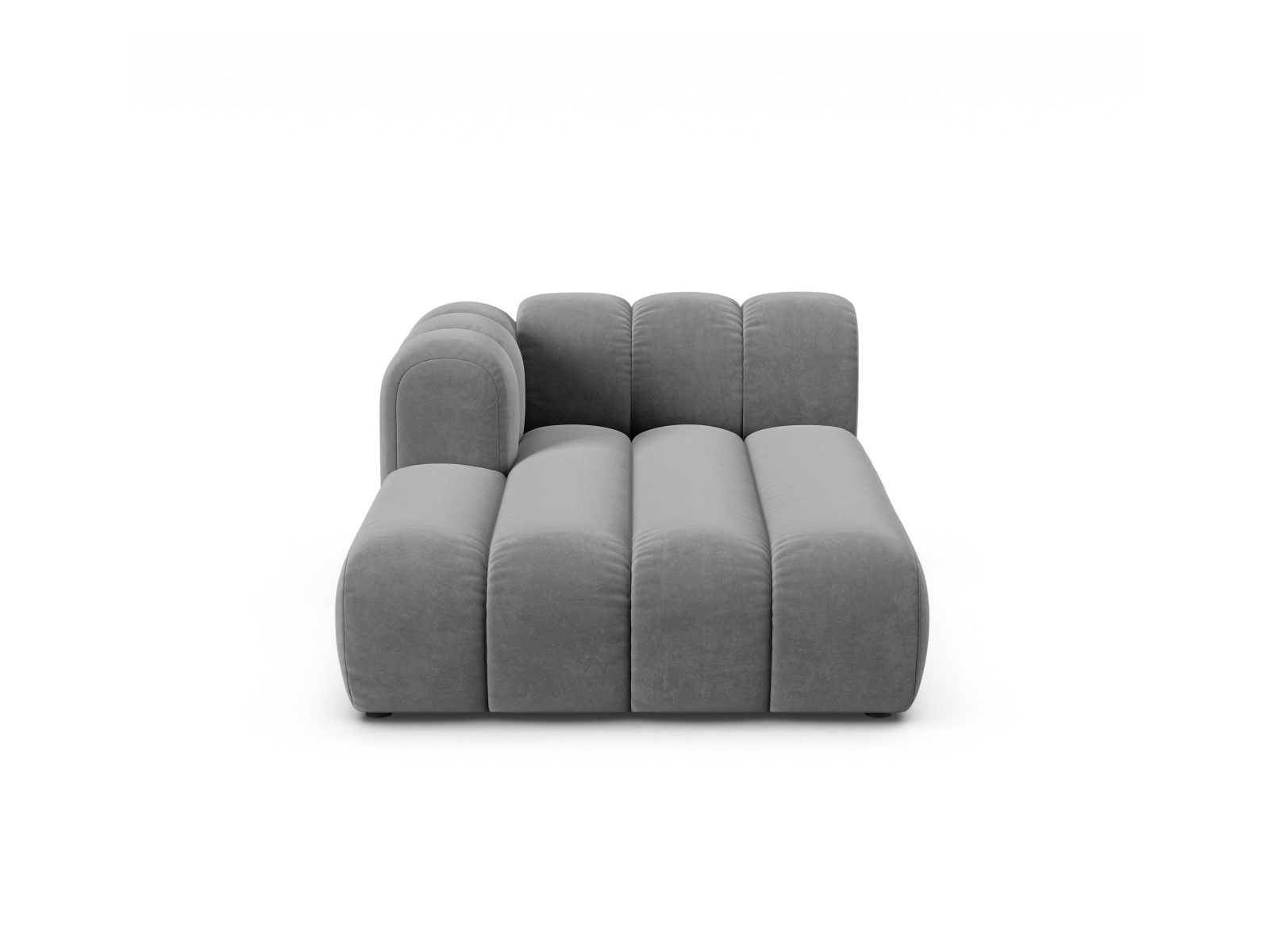 Velvet Chaise Longue Left, "Lupine", 2 Seats, 117x177x70