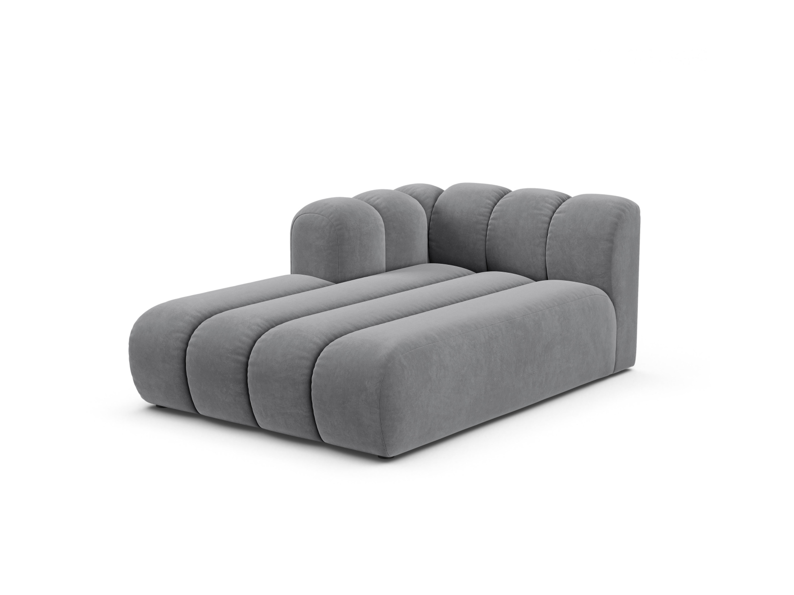 Velvet Chaise Longue Left, "Lupine", 2 Seats, 117x177x70