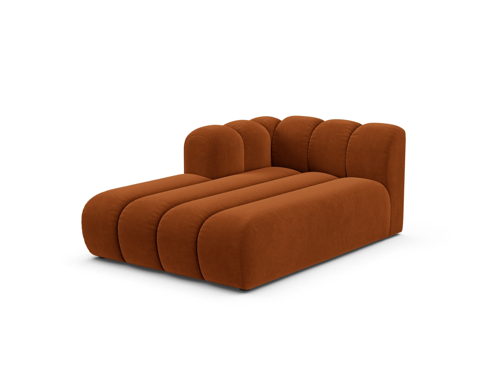 Velvet Chaise Longue Left, "Lupine", 2 Seats, 117x177x70