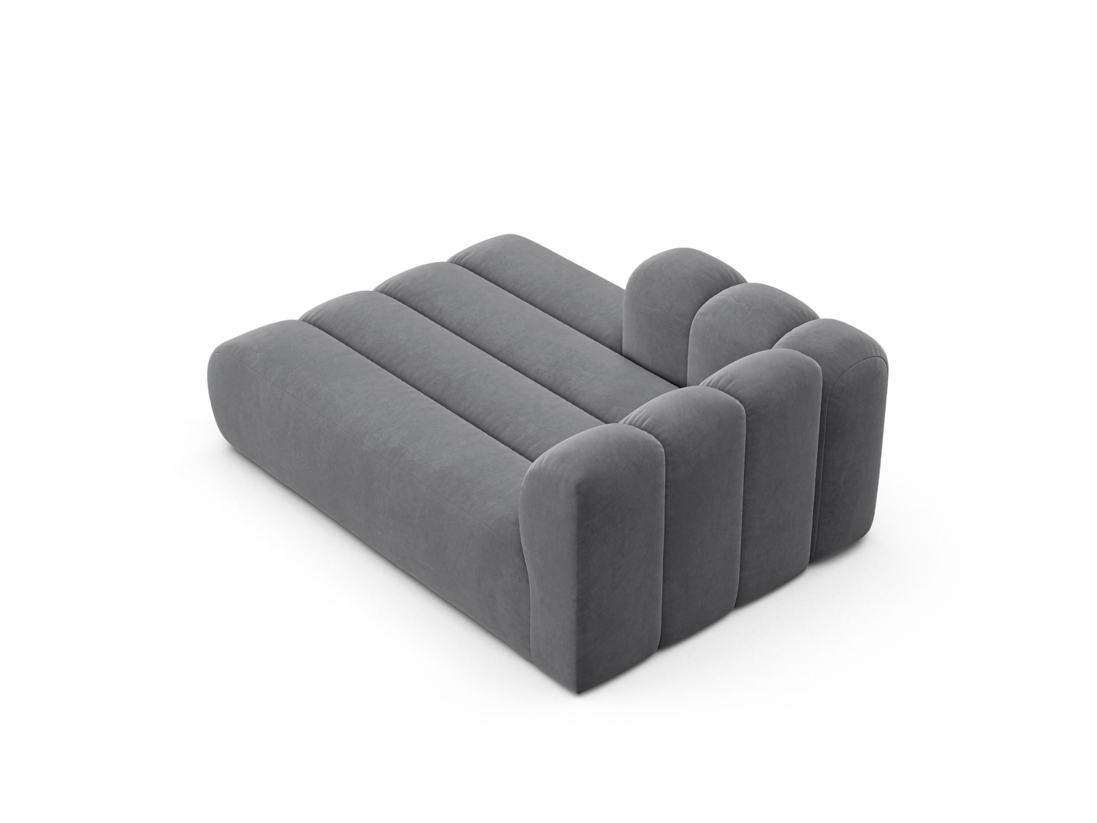 Velvet Chaise Longue Left, "Lupine", 2 Seats, 117x177x70