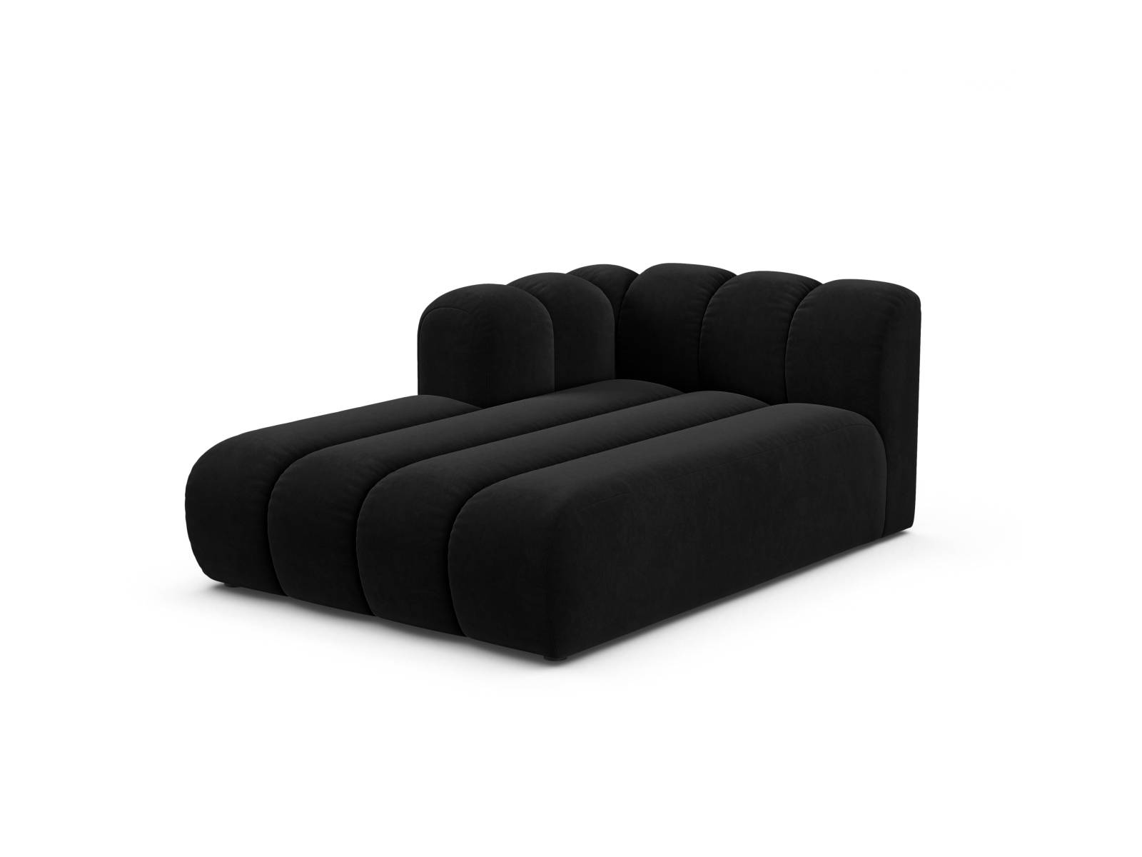 Velvet Chaise Longue Left, "Lupine", 2 Seats, 117x177x70