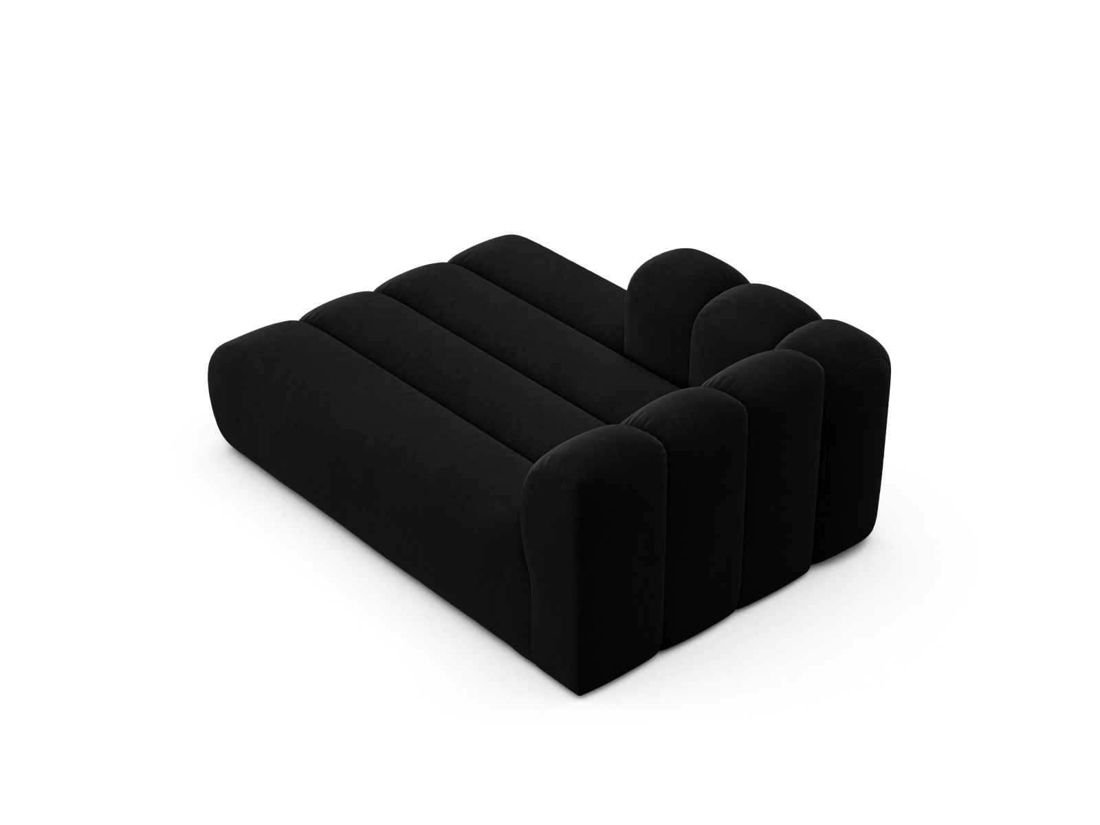 Velvet Chaise Longue Left, "Lupine", 2 Seats, 117x177x70