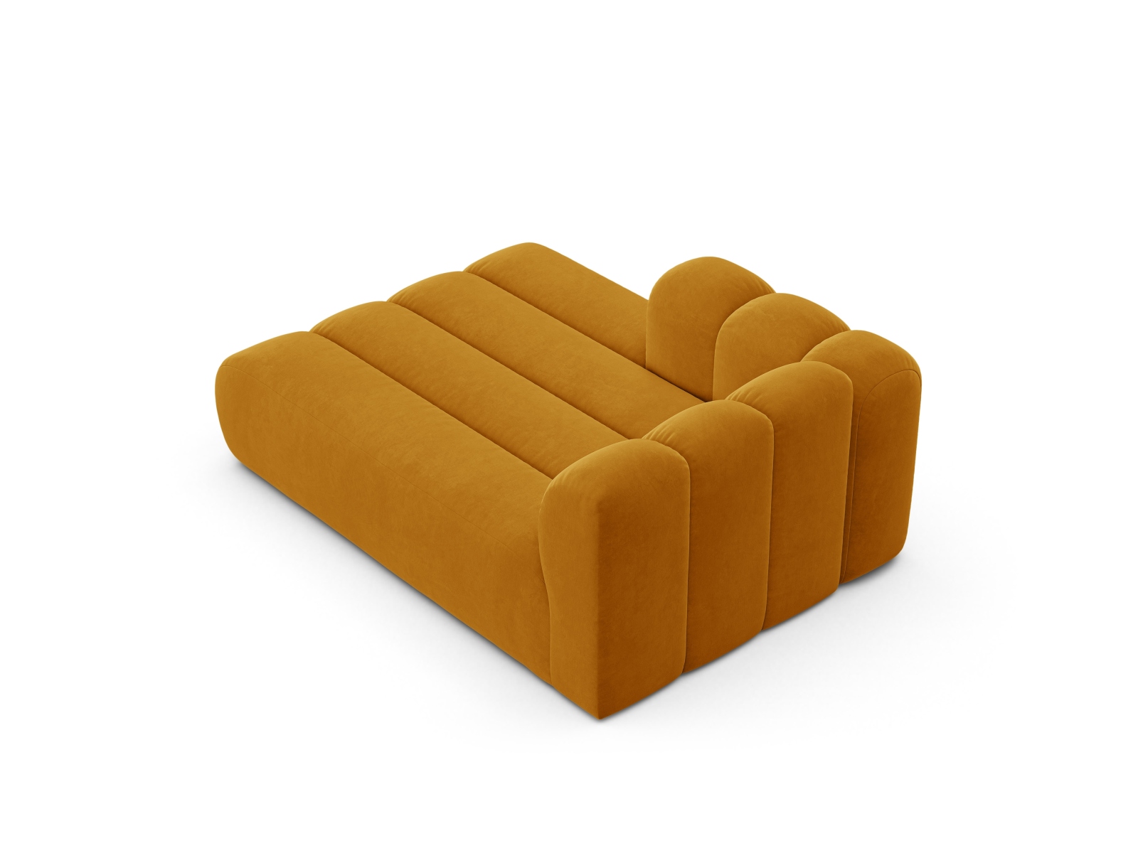 Velvet Chaise Longue Left, "Lupine", 2 Seats, 117x177x70