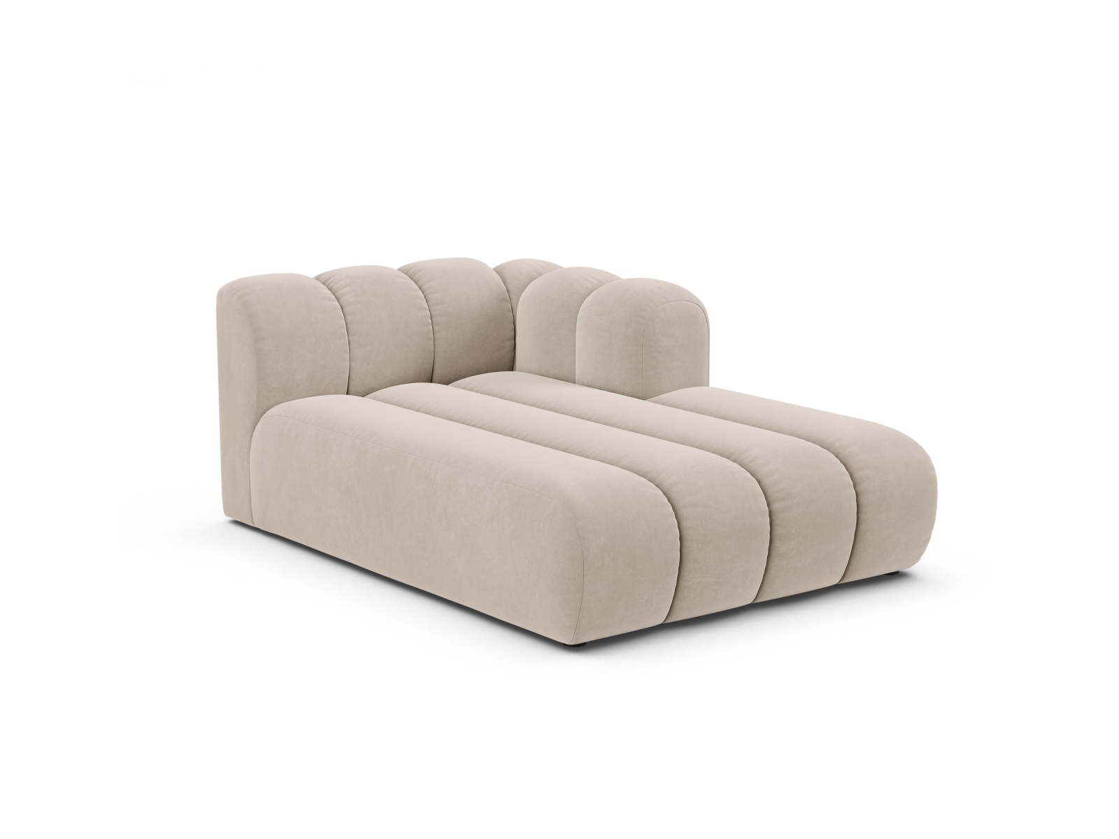 Velvet Chaise Longue Right, "Lupine", 2 Seats, 117x177x70