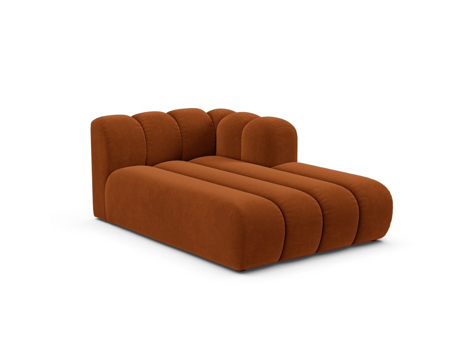 Velvet Chaise Longue Right, "Lupine", 2 Seats, 117x177x70
