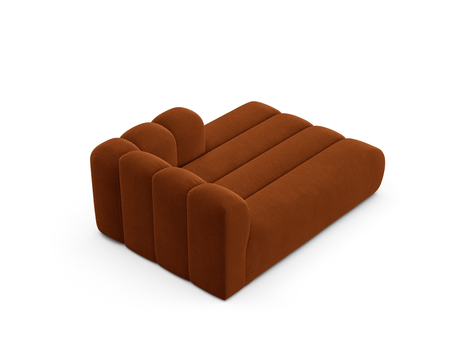 Velvet Chaise Longue Right, "Lupine", 2 Seats, 117x177x70