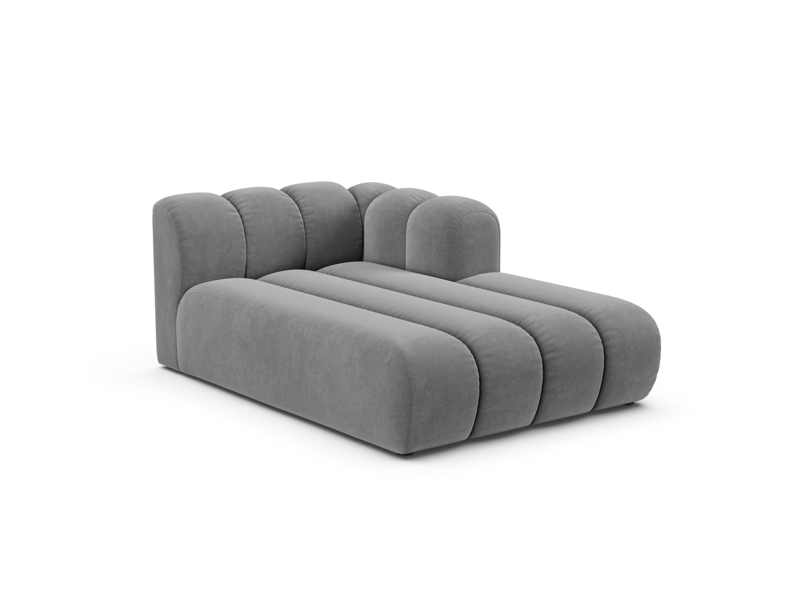 Velvet Chaise Longue Right, "Lupine", 2 Seats, 117x177x70