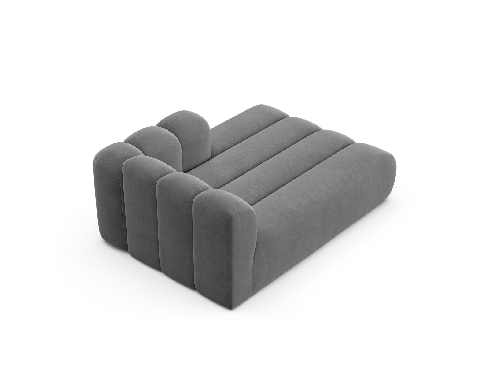 Velvet Chaise Longue Right, "Lupine", 2 Seats, 117x177x70