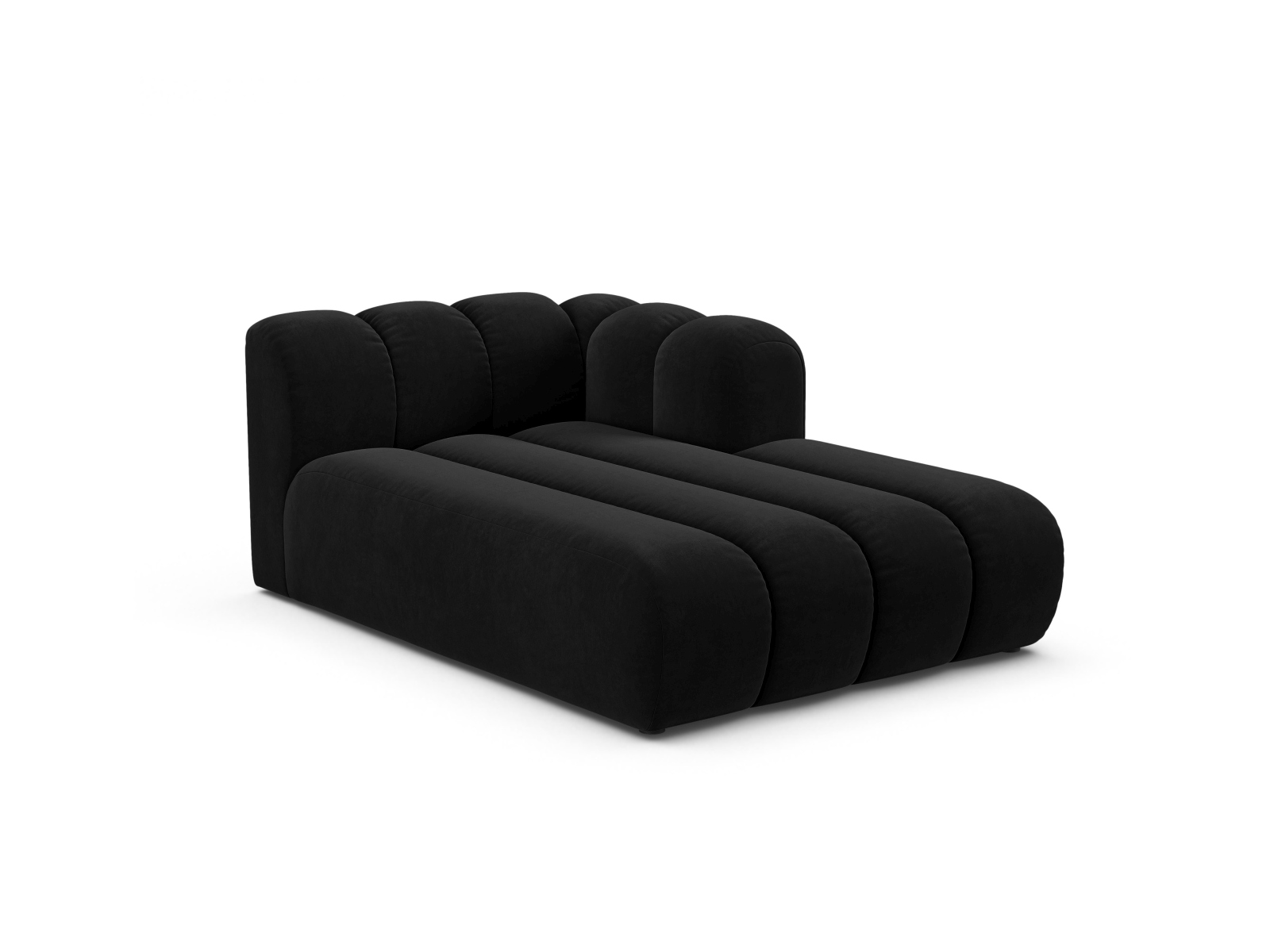 Velvet Chaise Longue Right, "Lupine", 2 Seats, 117x177x70