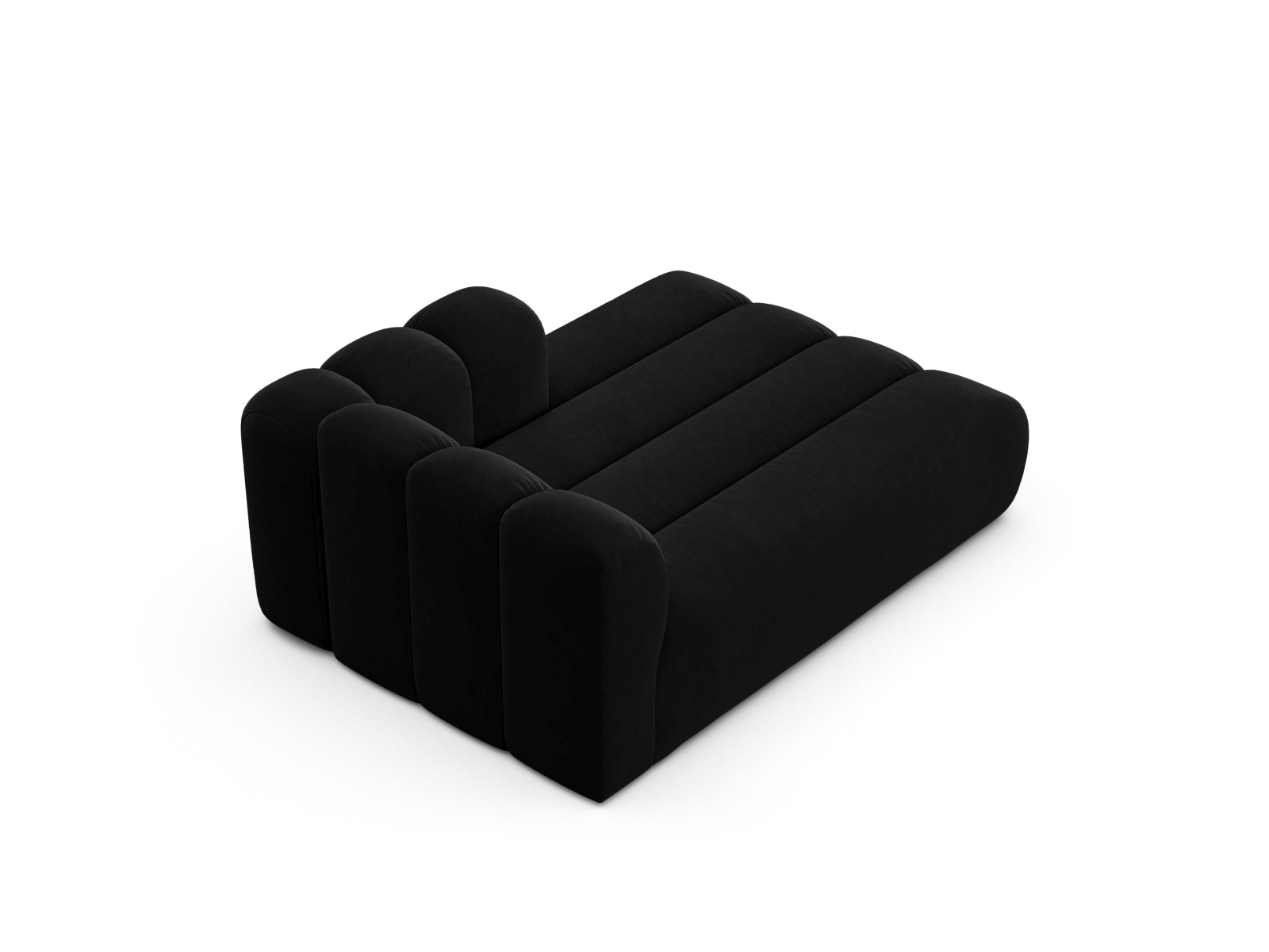 Velvet Chaise Longue Right, "Lupine", 2 Seats, 117x177x70