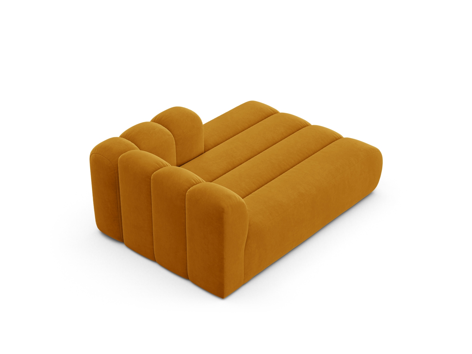 Velvet Chaise Longue Right, "Lupine", 2 Seats, 117x177x70
