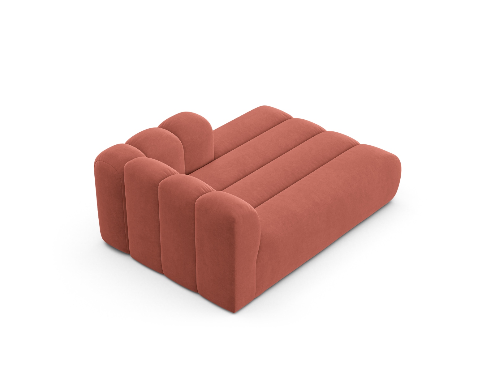 Velvet Chaise Longue Right, "Lupine", 2 Seats, 117x177x70