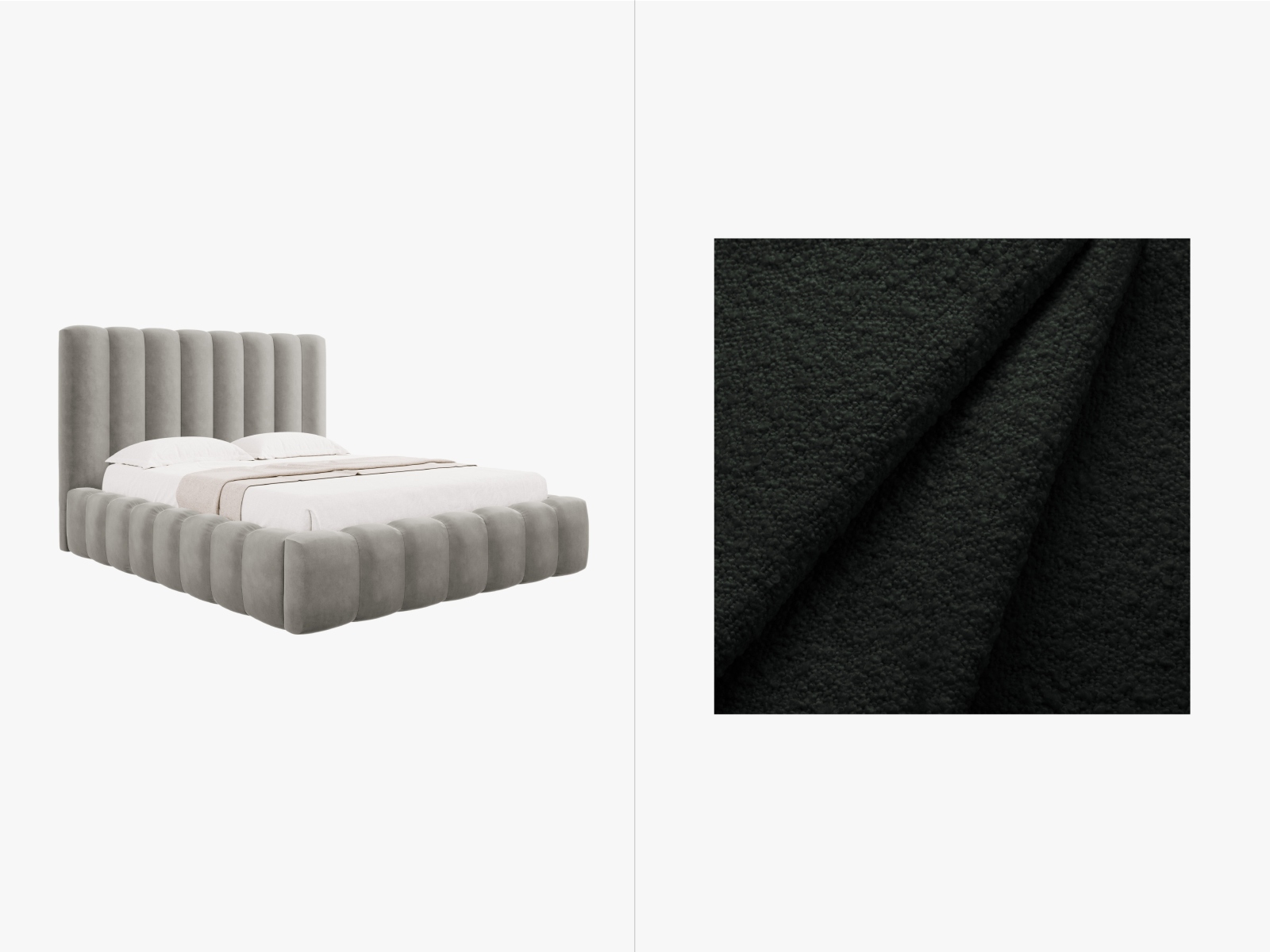 Velvet Storage Bed With Headboard, "Kelp", 225x230x125