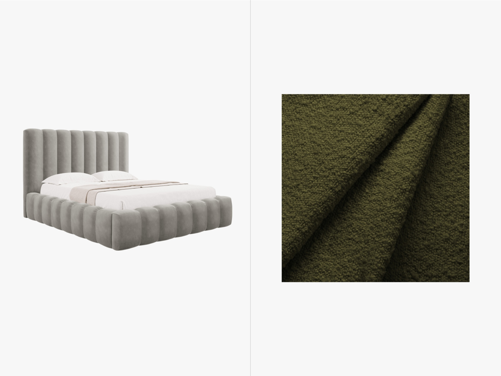 Velvet Storage Bed With Headboard, "Kelp", 225x230x125