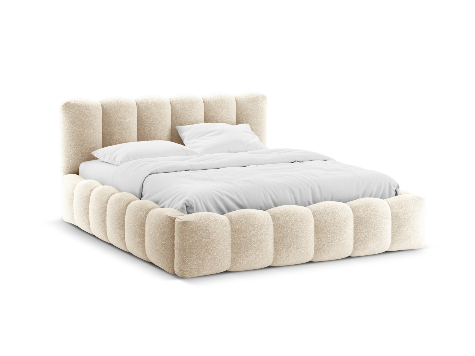 Boucle Storage Bed with Headboard, "Lupine", 226x226x95