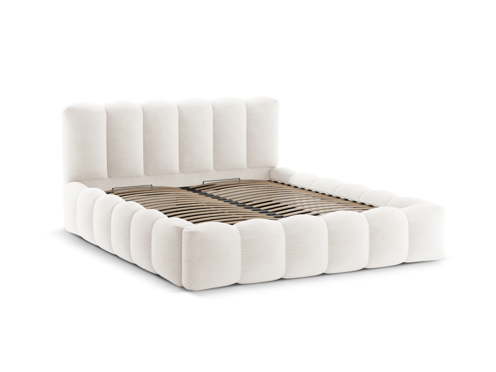 Boucle Storage Bed with Headboard, "Lupine", 226x226x95