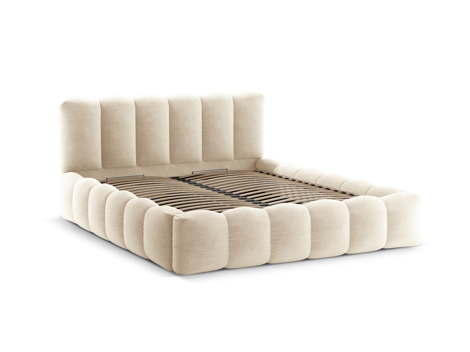 Boucle Storage Bed with Headboard, "Lupine", 226x226x95