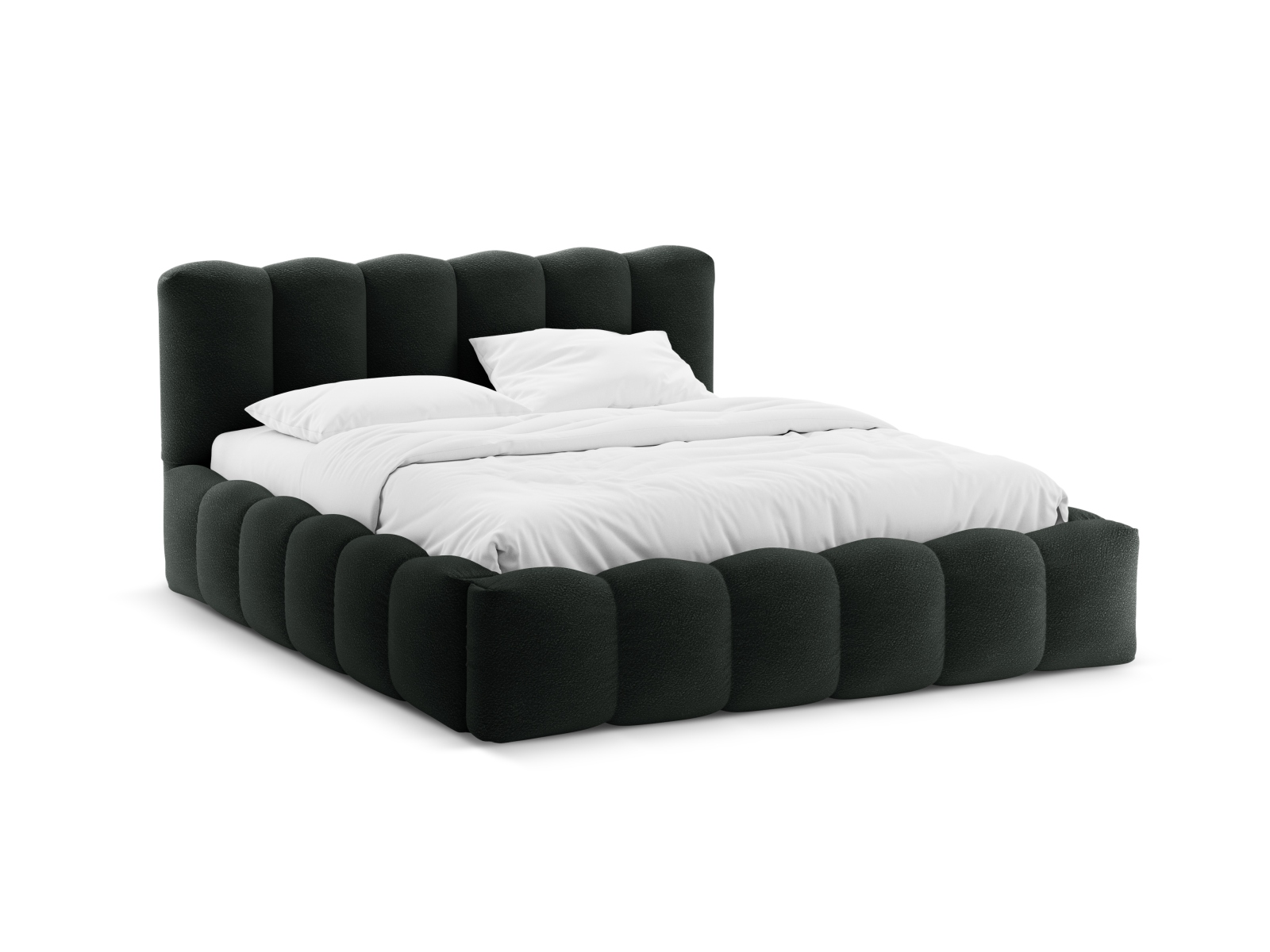 Boucle Storage Bed with Headboard, "Lupine", 226x226x95
