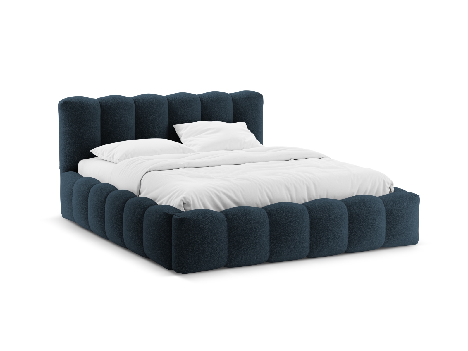Boucle Storage Bed with Headboard, "Lupine", 226x226x95