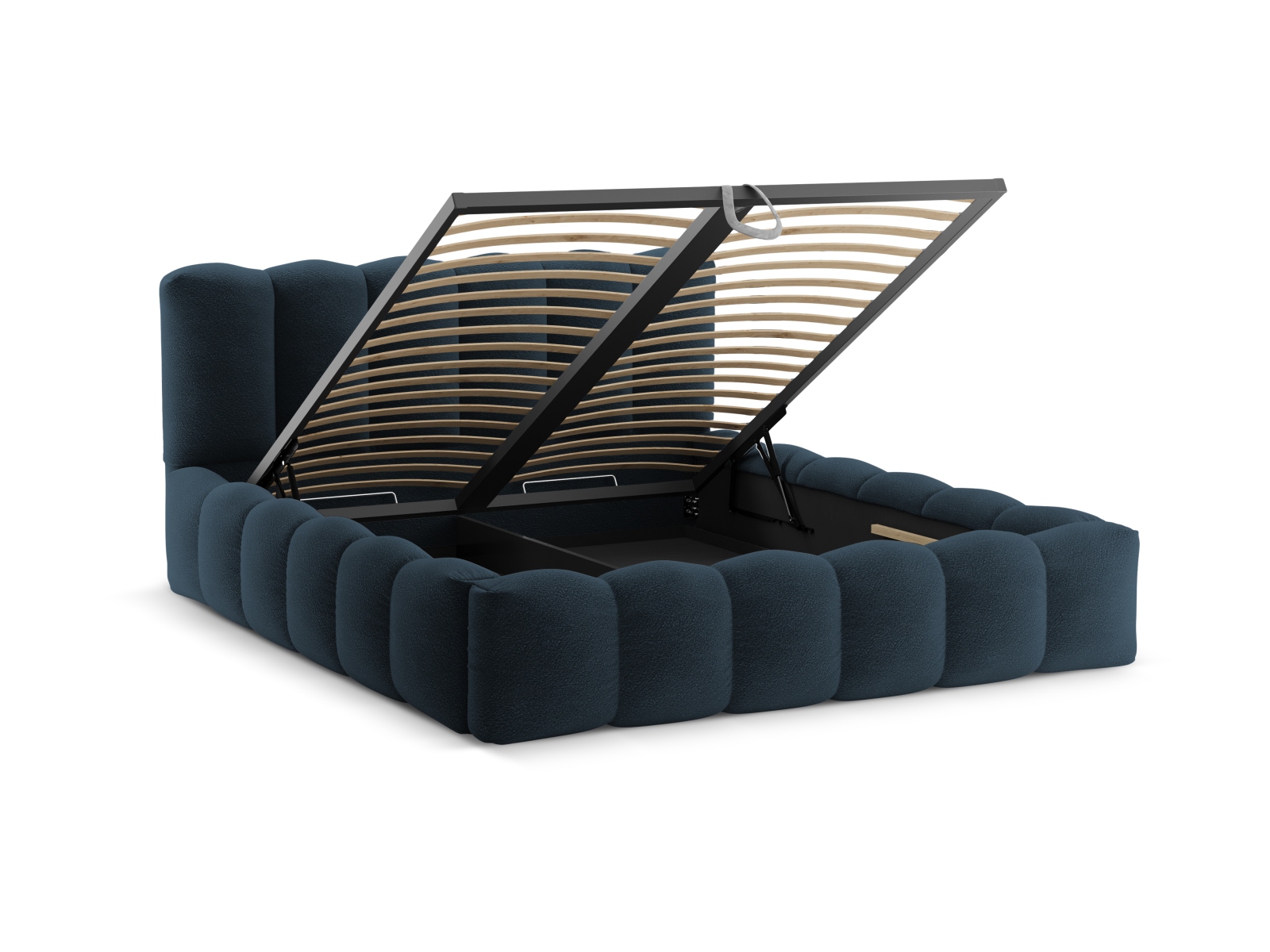 Boucle Storage Bed with Headboard, "Lupine", 226x226x95