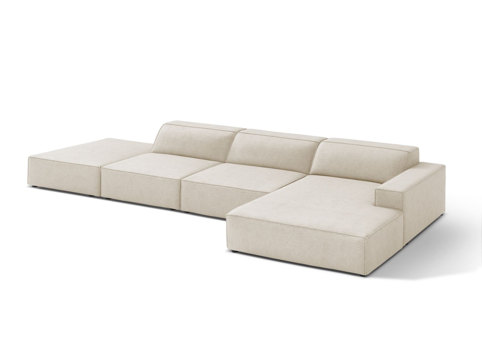 Boucle Modular Right Corner Sofa, "Jodie", 5 Seats, 341x162x77