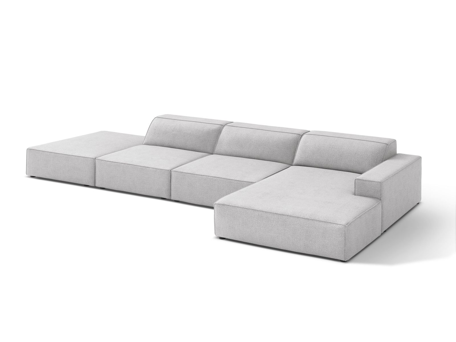 Boucle Modular Right Corner Sofa, "Jodie", 5 Seats, 341x162x77