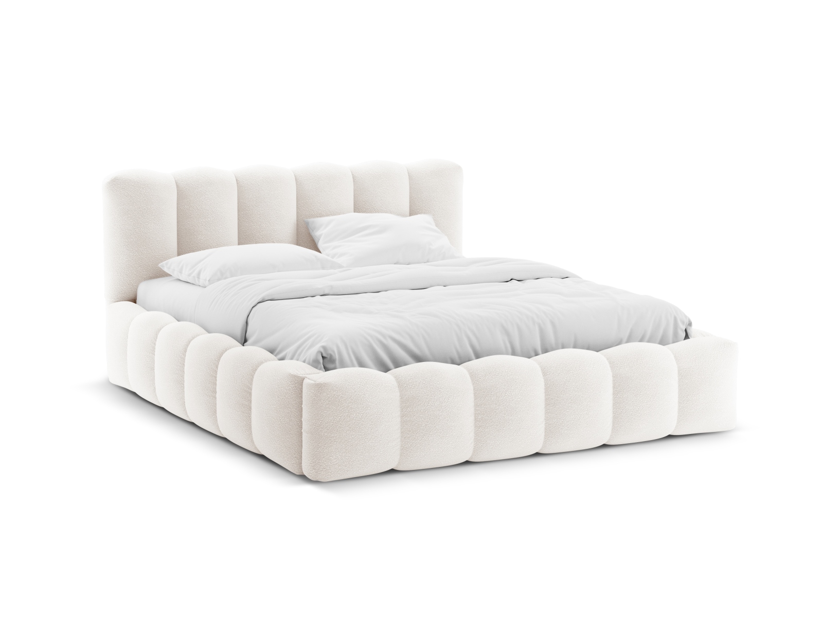 Boucle Storage Bed with Headboard, "Lupine", 166x226x95