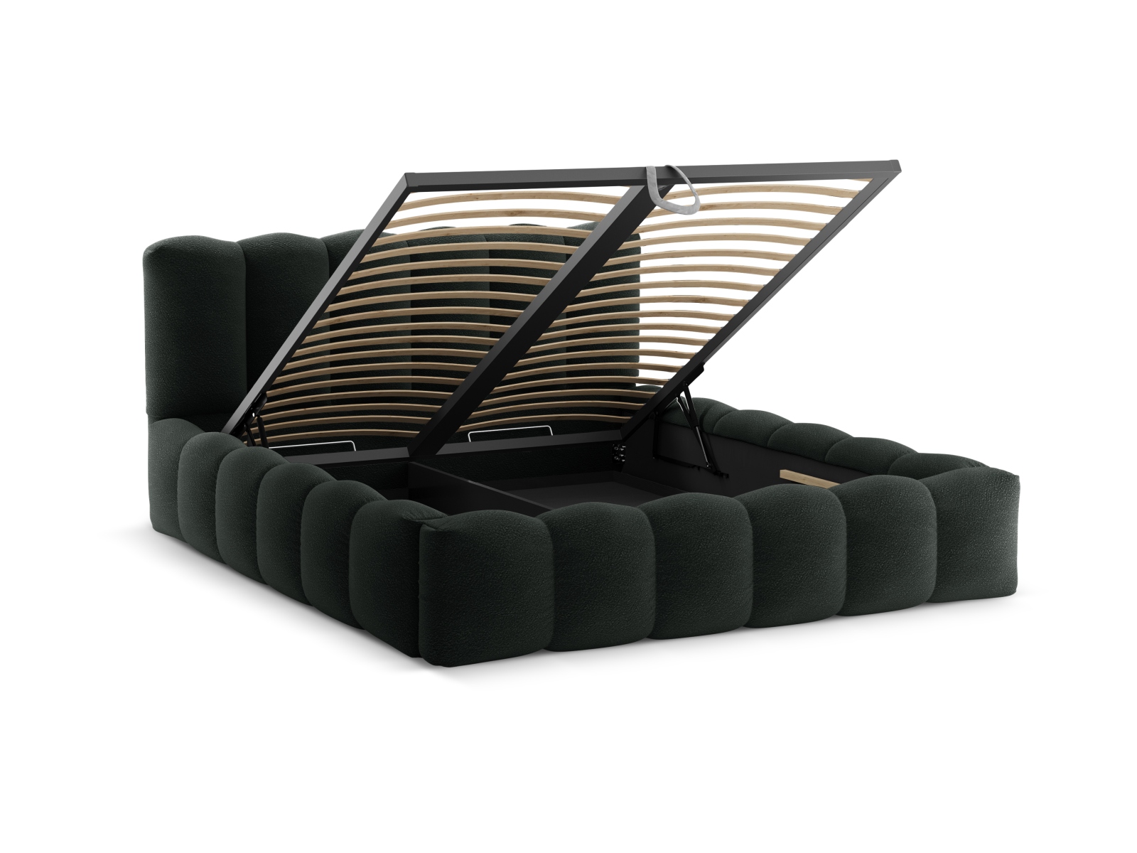 Boucle Storage Bed with Headboard, "Lupine", 166x226x95