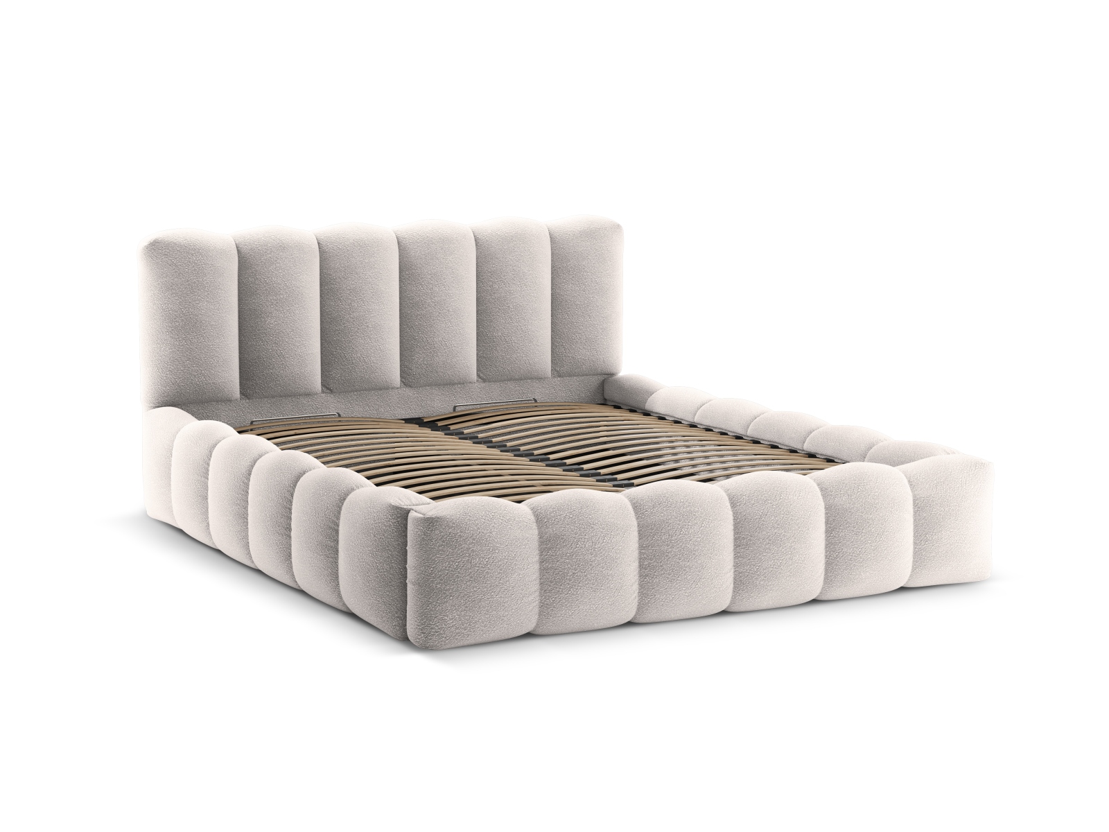 Boucle Storage Bed with Headboard, "Lupine", 166x226x95