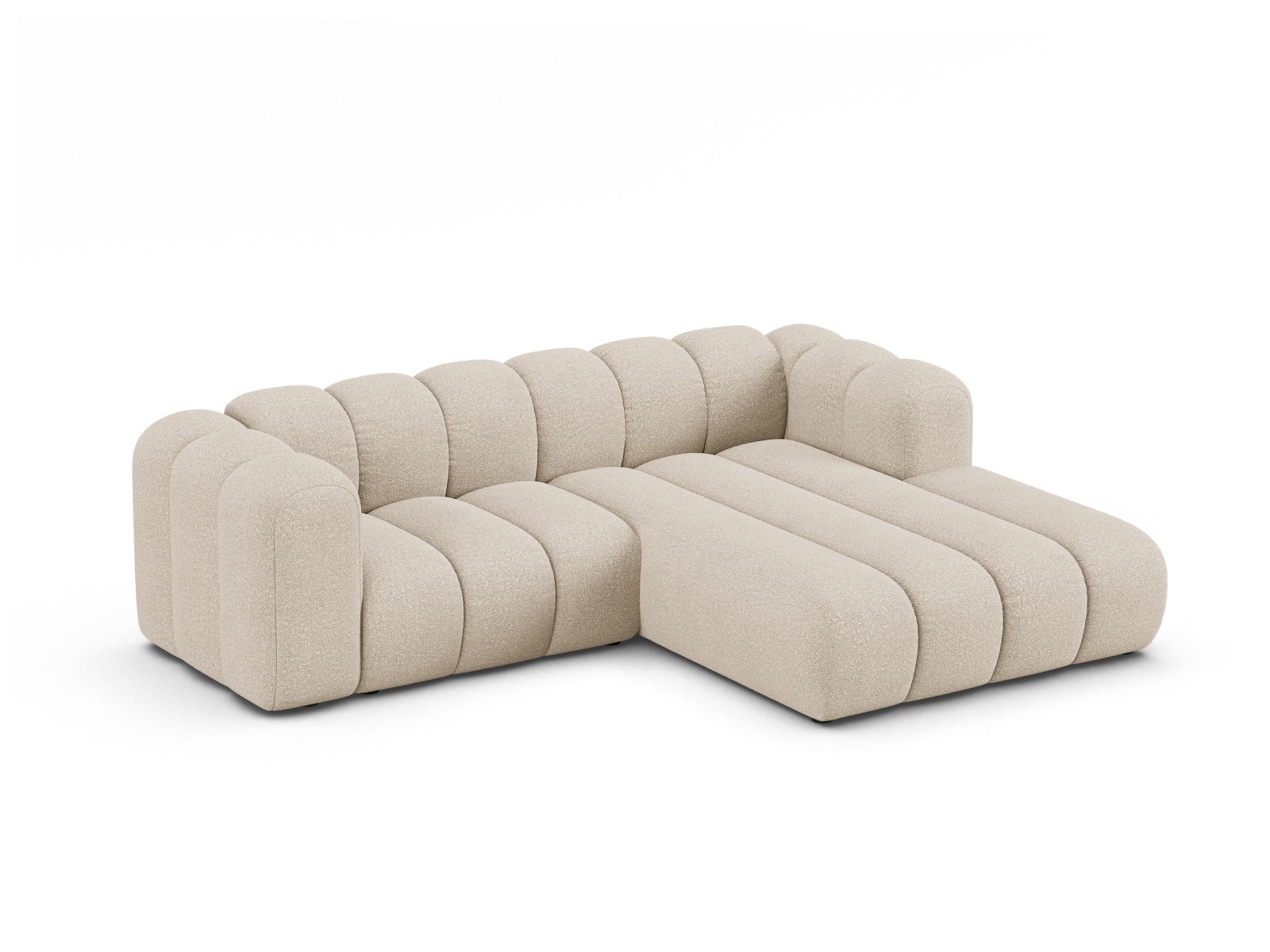 Boucle Modular Right Corner Sofa, "Lupine", 3 Seats, 230x177x70