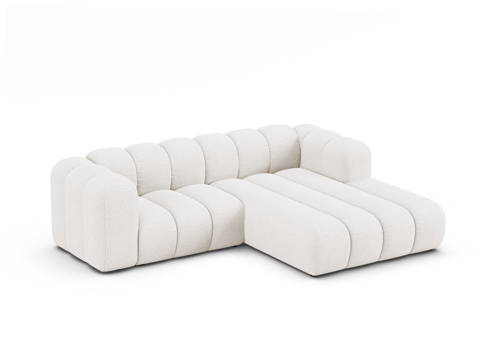 Boucle Modular Right Corner Sofa, "Lupine", 3 Seats, 230x177x70
