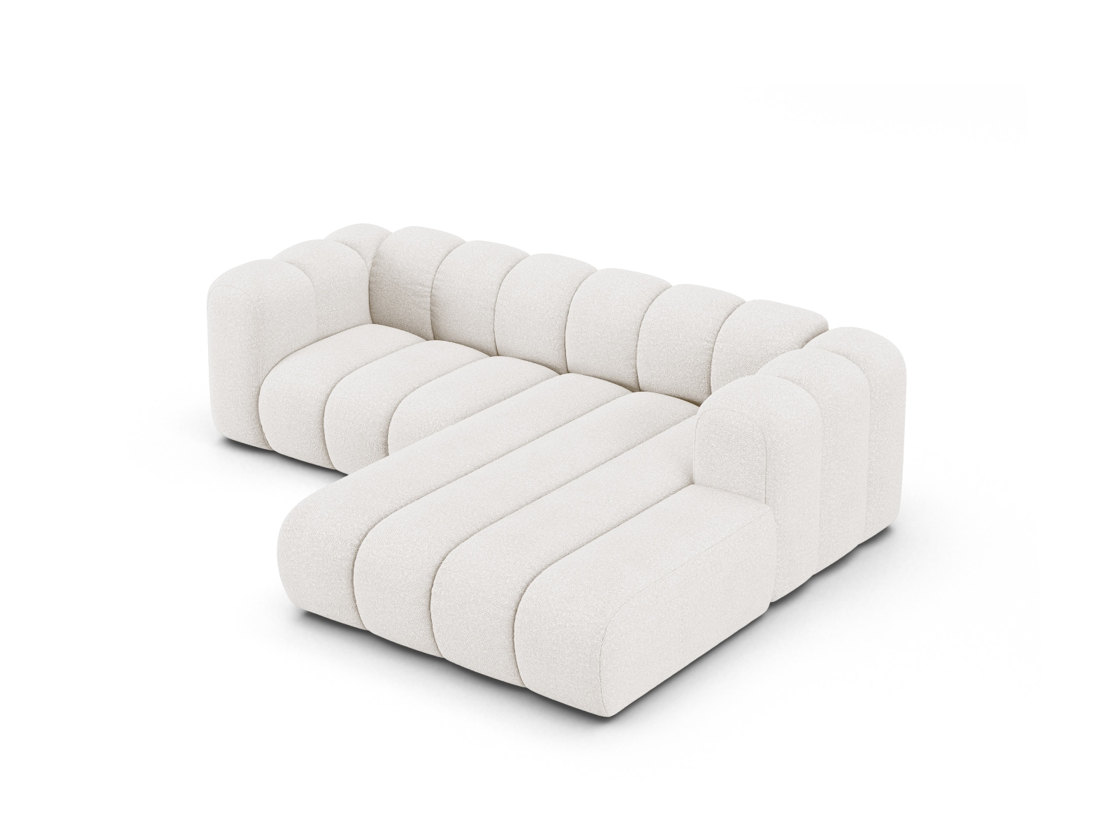 Boucle Modular Right Corner Sofa, "Lupine", 3 Seats, 230x177x70