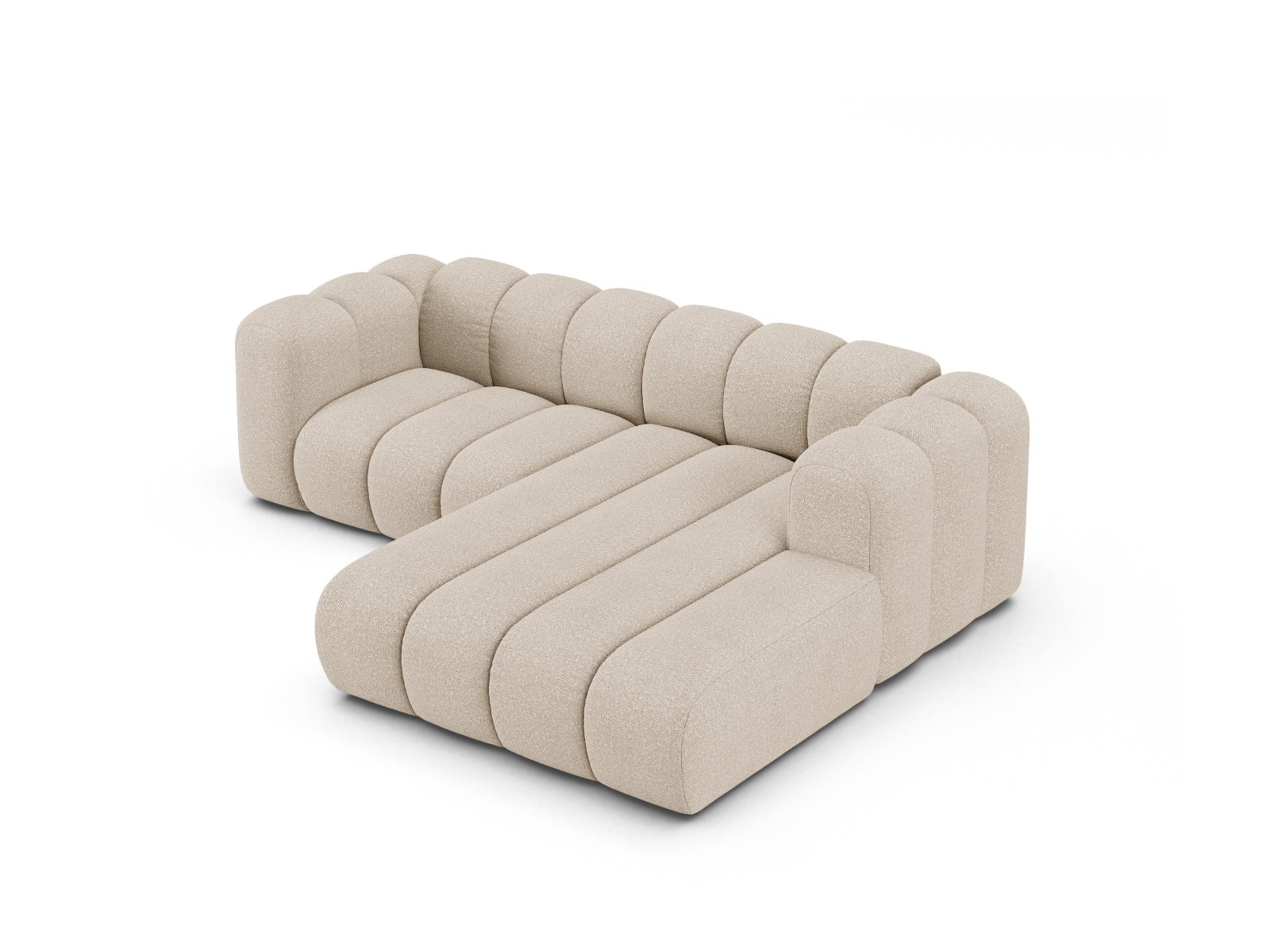 Boucle Modular Right Corner Sofa, "Lupine", 3 Seats, 230x177x70