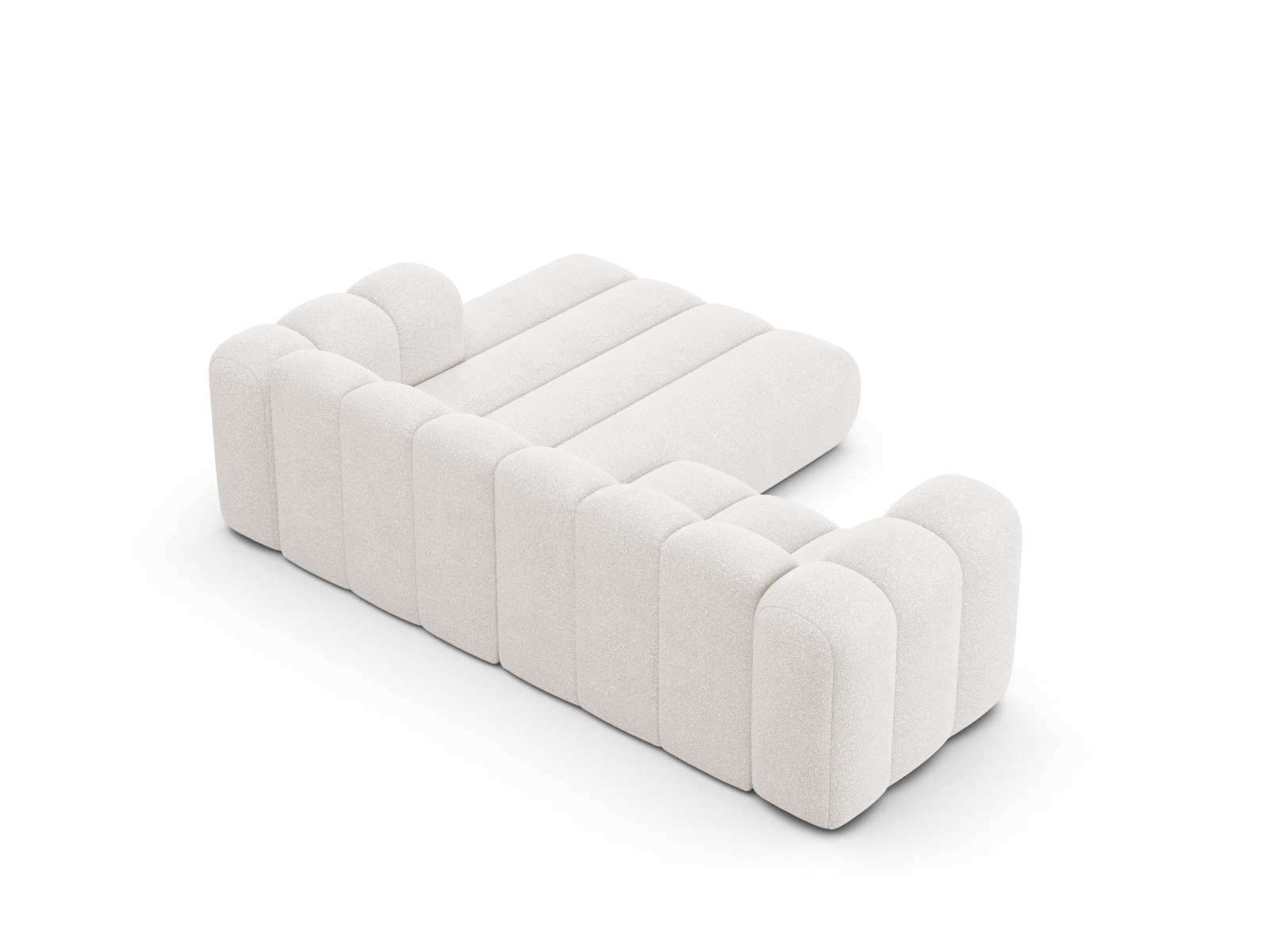 Boucle Modular Right Corner Sofa, "Lupine", 3 Seats, 230x177x70