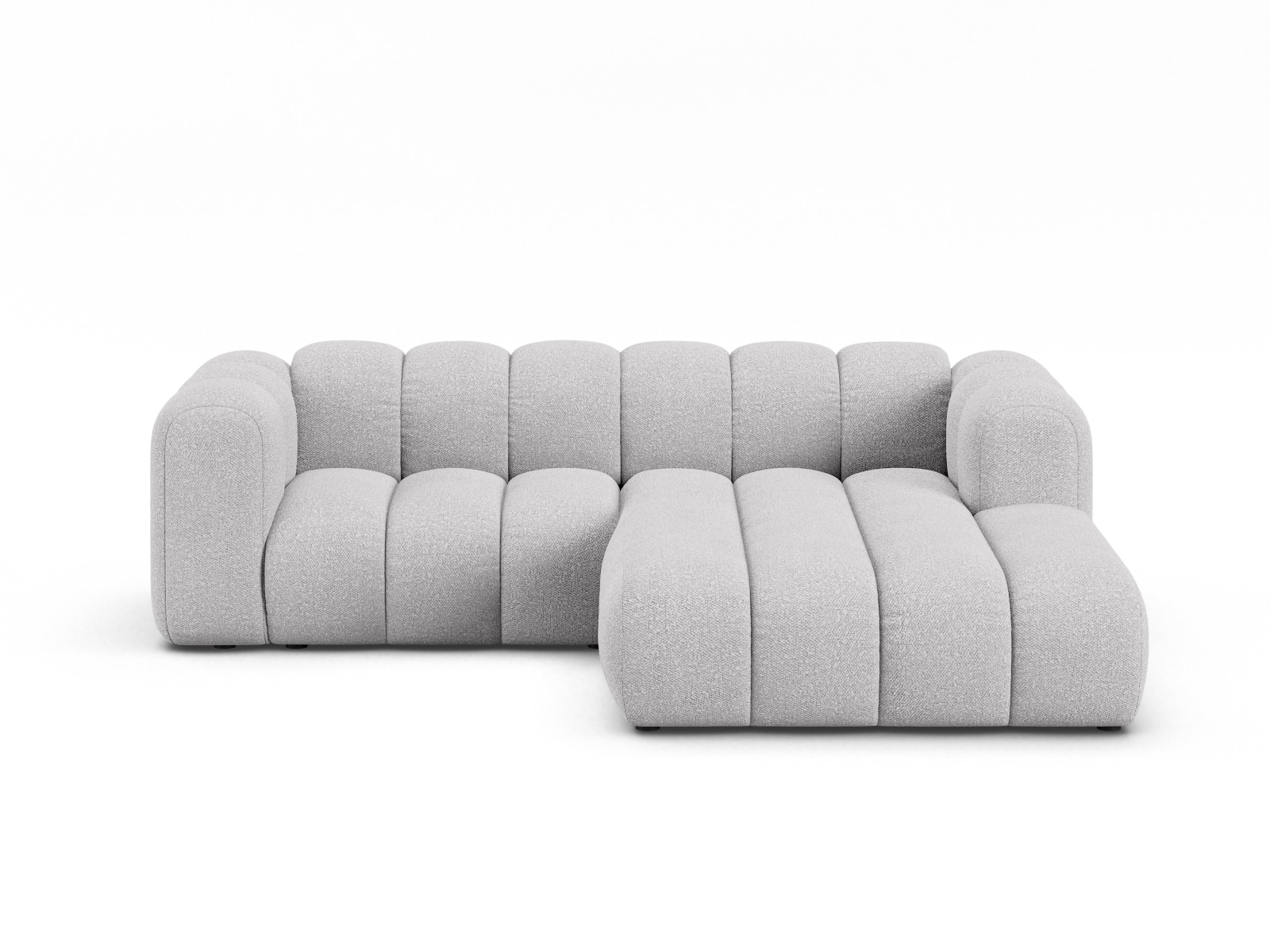Boucle Modular Right Corner Sofa, "Lupine", 3 Seats, 230x177x70