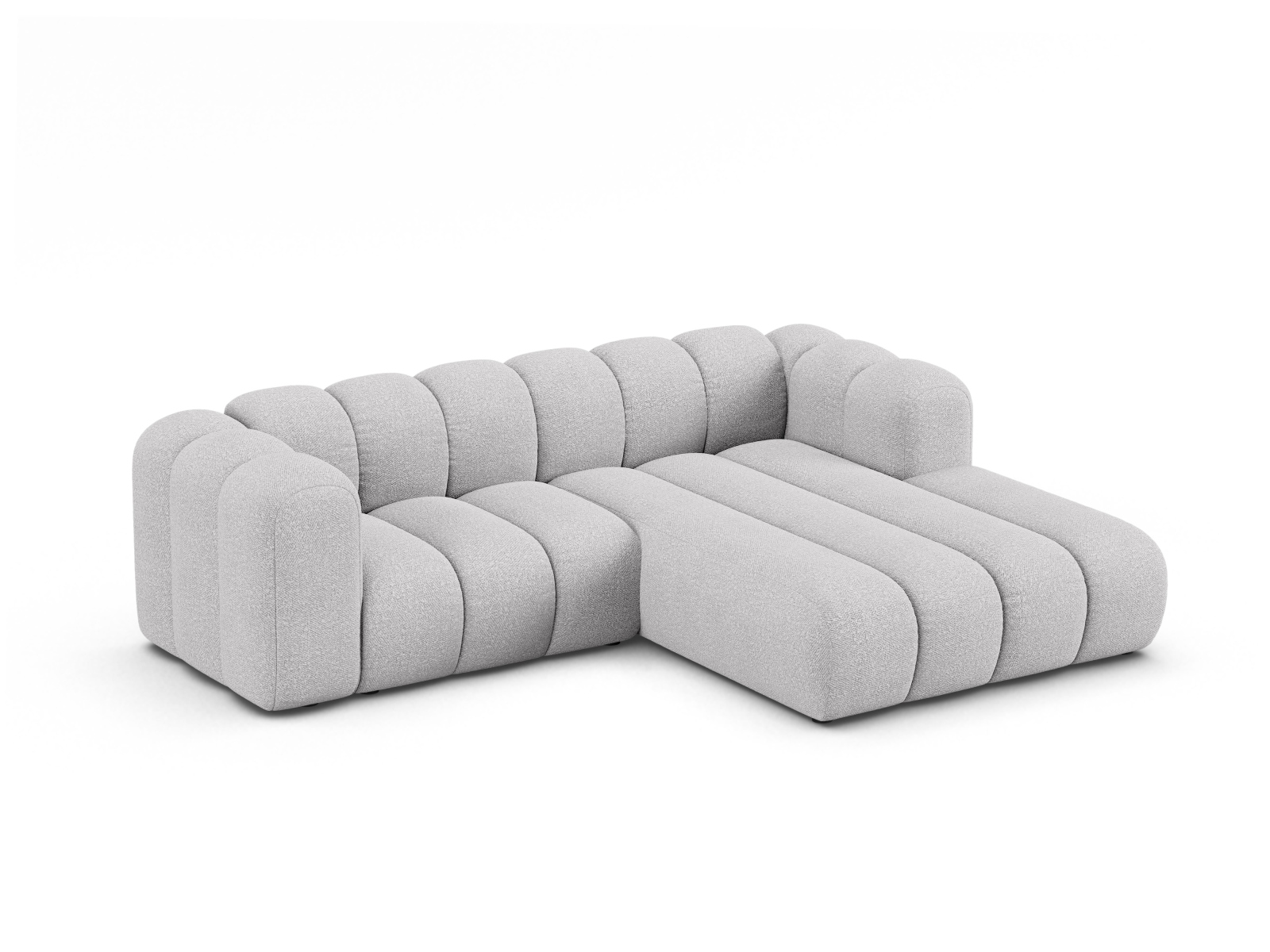 Boucle Modular Right Corner Sofa, "Lupine", 3 Seats, 230x177x70