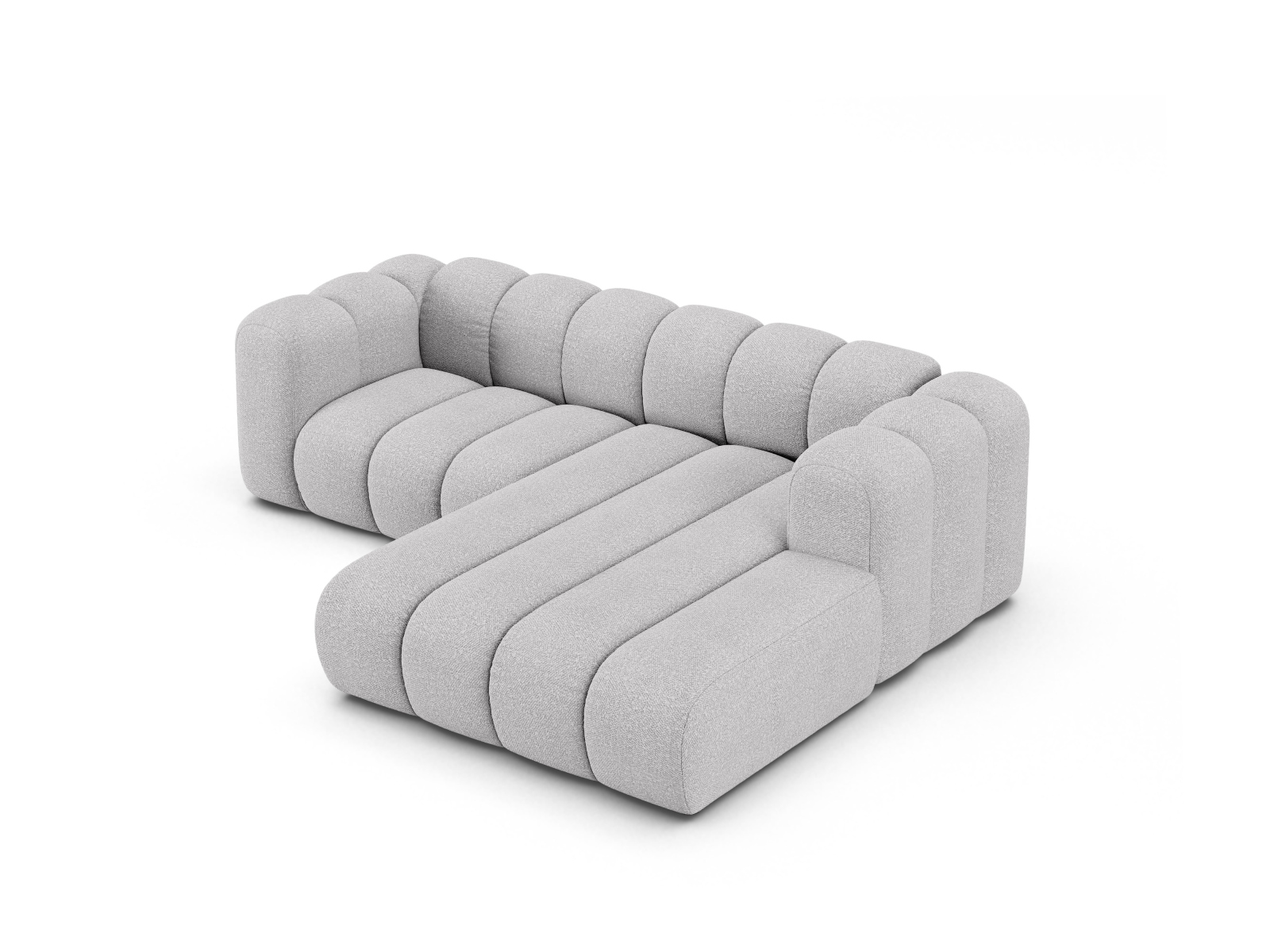 Boucle Modular Right Corner Sofa, "Lupine", 3 Seats, 230x177x70