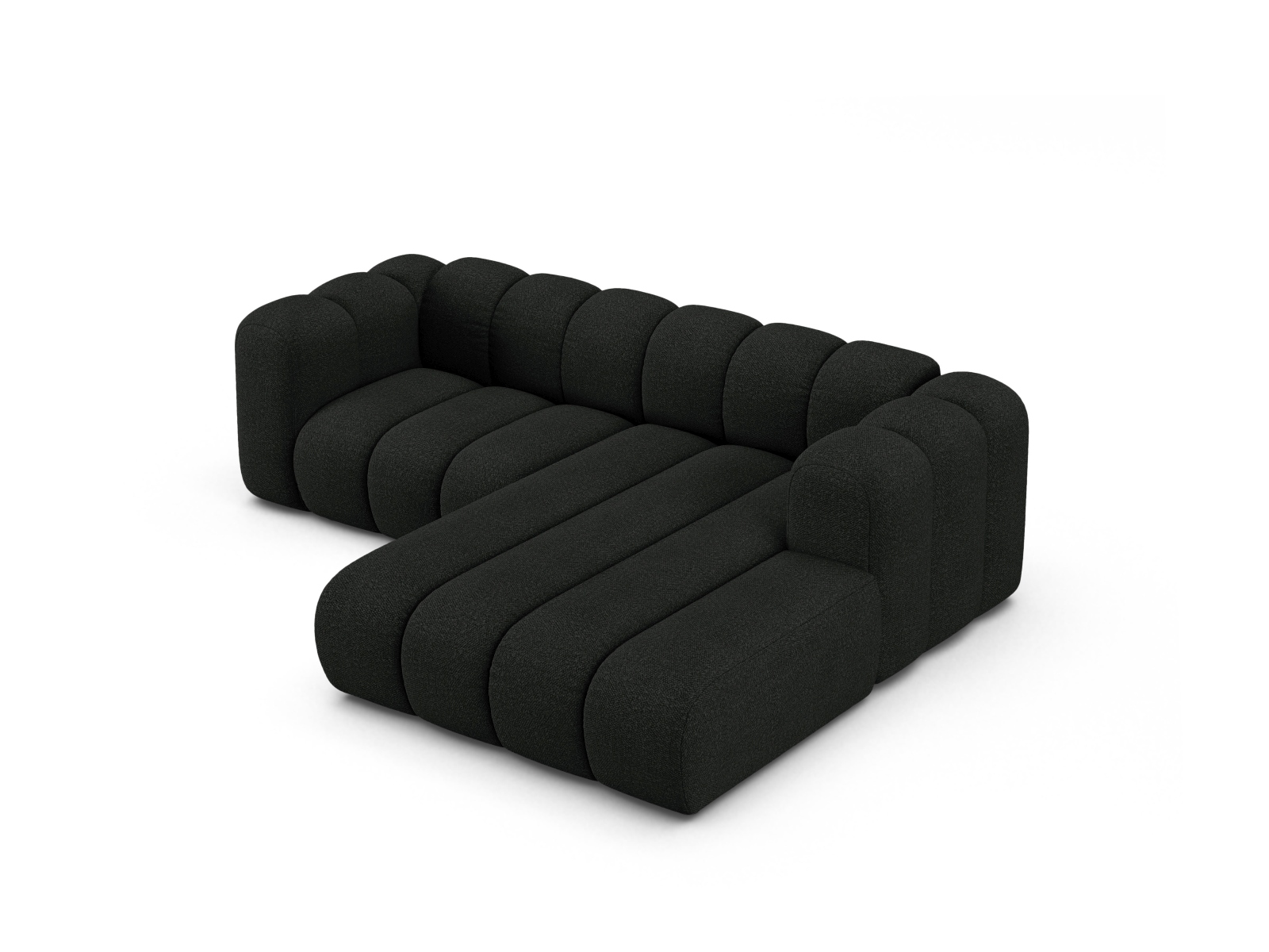 Boucle Modular Right Corner Sofa, "Lupine", 3 Seats, 230x177x70