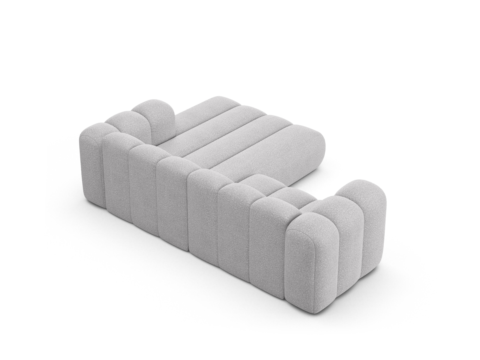 Boucle Modular Right Corner Sofa, "Lupine", 3 Seats, 230x177x70