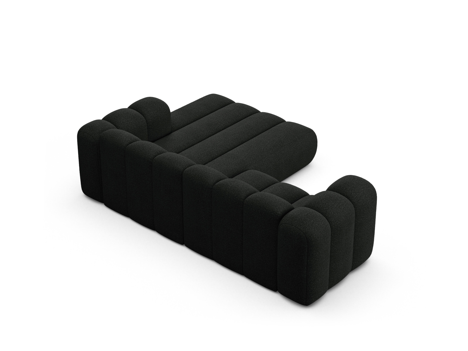 Boucle Modular Right Corner Sofa, "Lupine", 3 Seats, 230x177x70