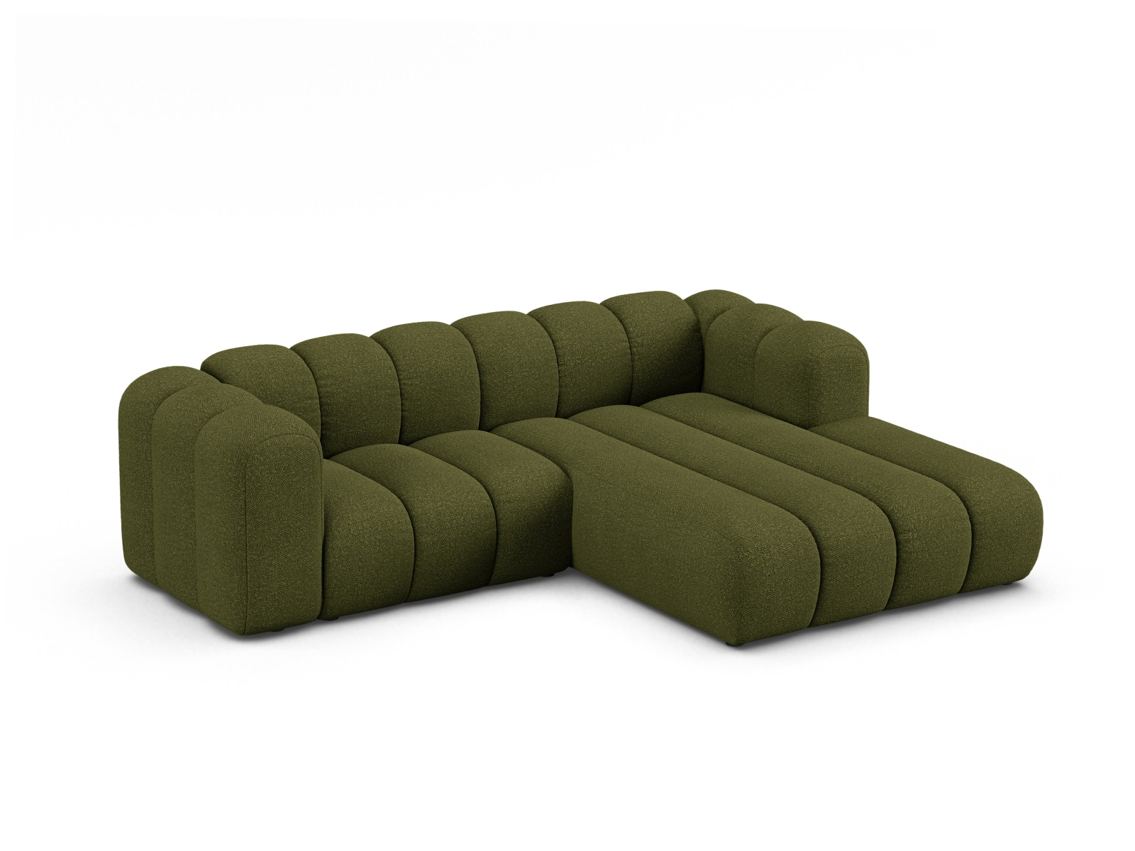 Boucle Modular Right Corner Sofa, "Lupine", 3 Seats, 230x177x70