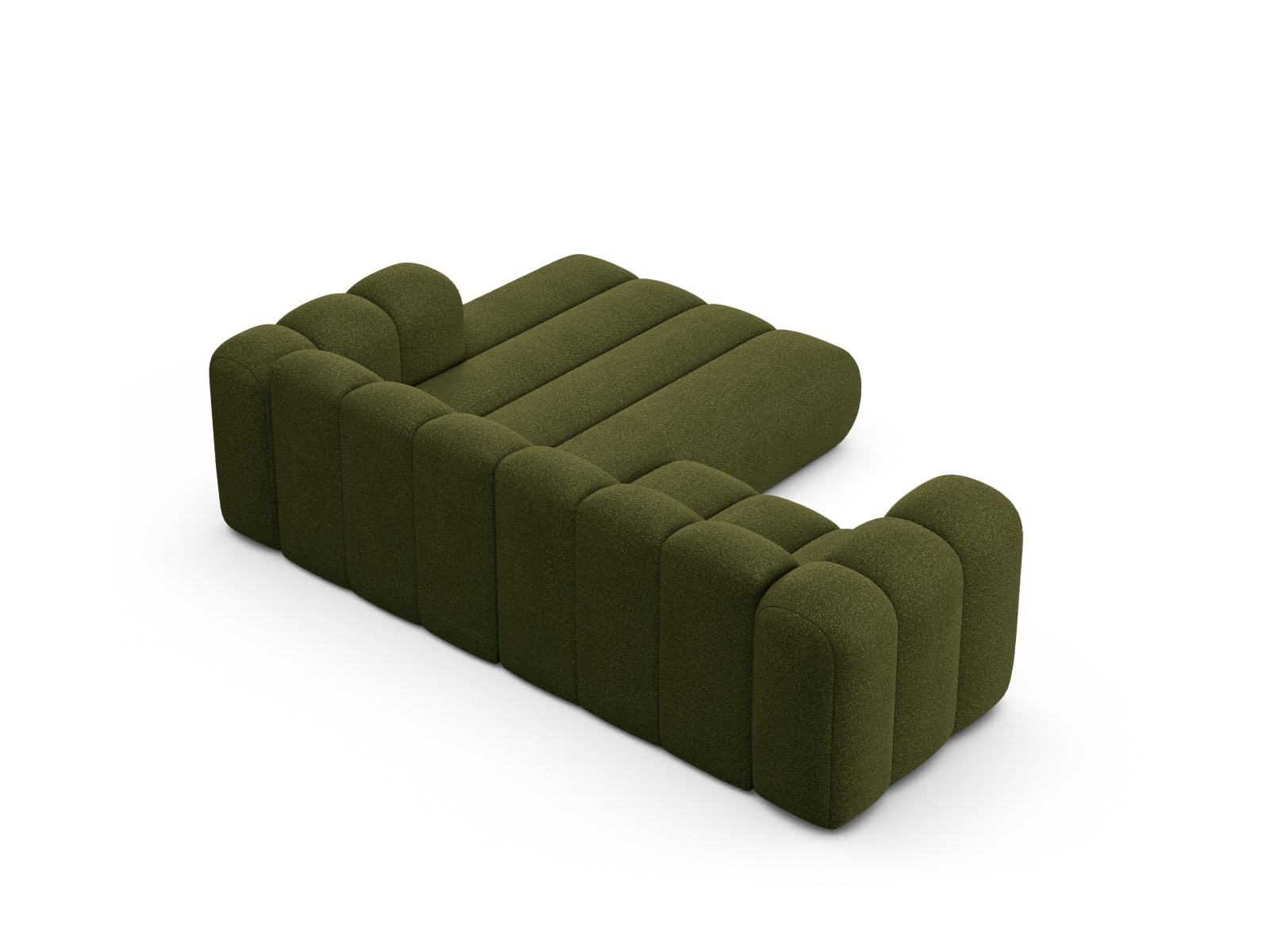 Boucle Modular Right Corner Sofa, "Lupine", 3 Seats, 230x177x70