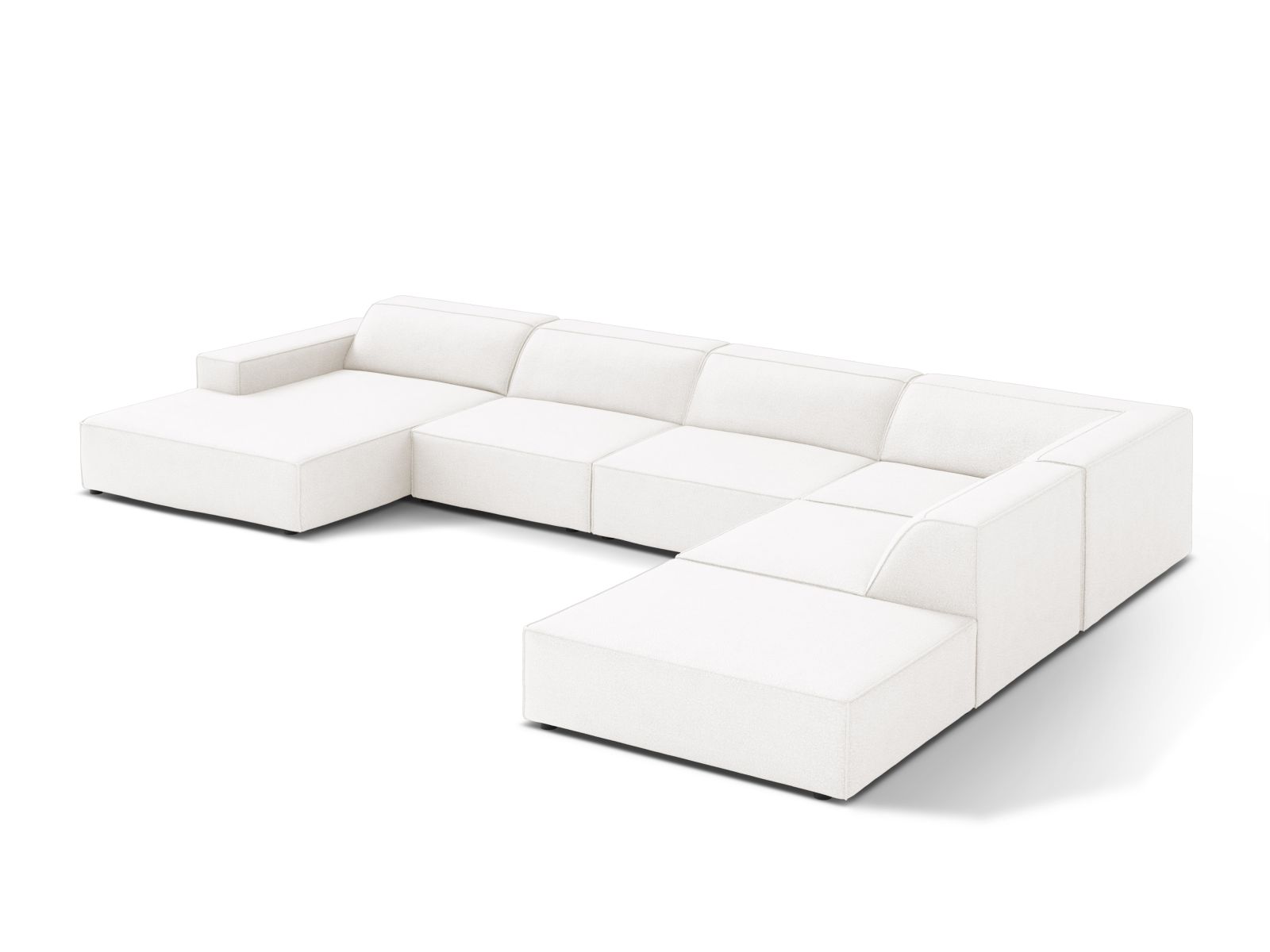 Boucle Modular Panoramic Right Corner Sofa, "Jodie", 7 Seats, 361x258x77