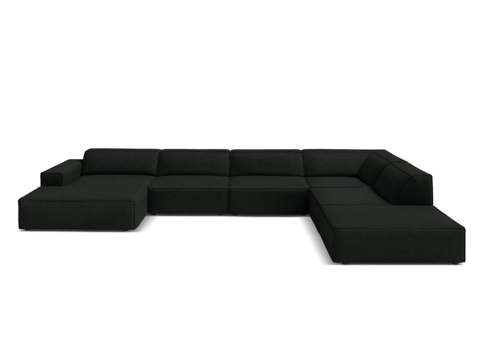 Boucle Modular Panoramic Right Corner Sofa, "Jodie", 7 Seats, 361x258x77
