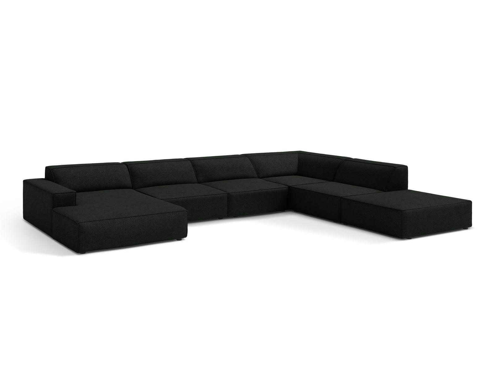 Boucle Modular Panoramic Right Corner Sofa, "Jodie", 7 Seats, 361x258x77