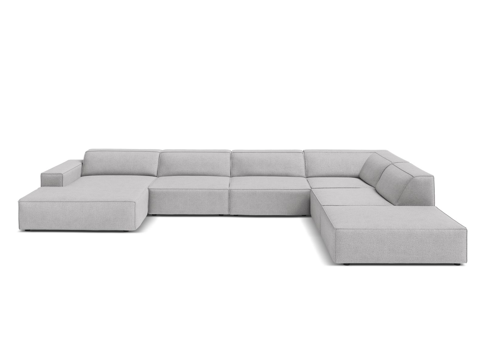 Boucle Modular Panoramic Right Corner Sofa, "Jodie", 7 Seats, 361x258x77
